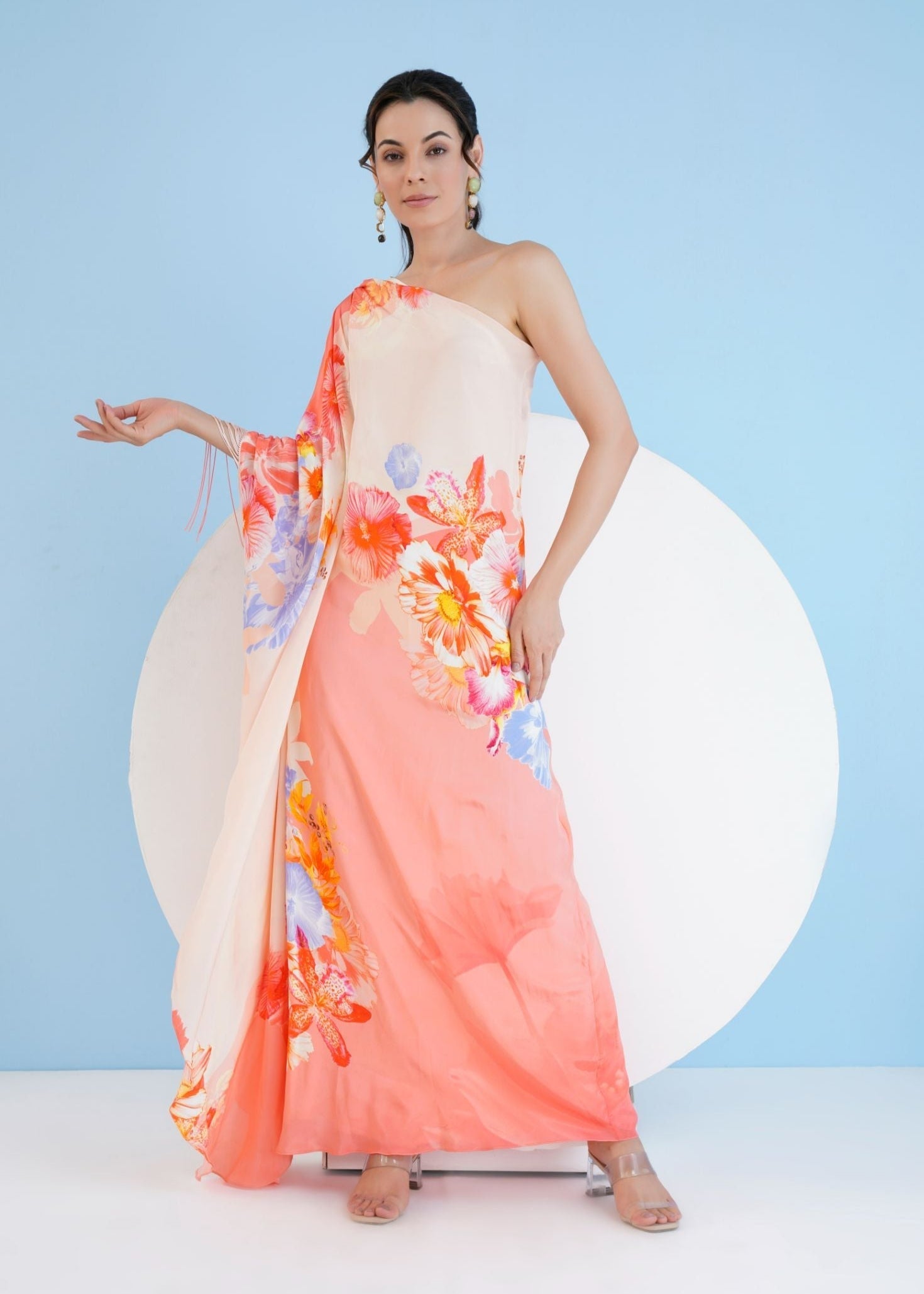 Peach Damsel Kaftan Dress