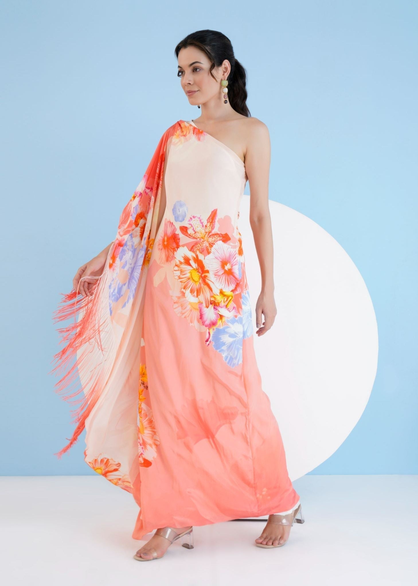 Peach Damsel Kaftan Dress