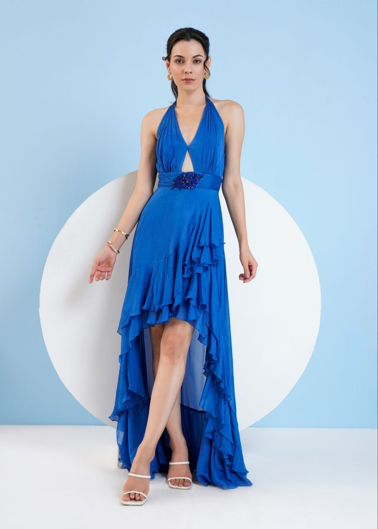 Blue Halter Neck Dress