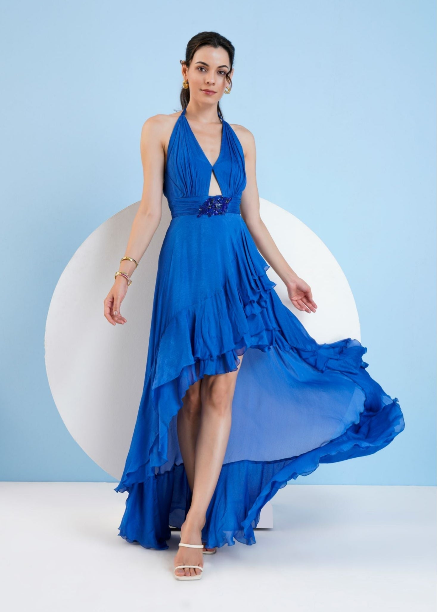 Blue Halter Neck Dress