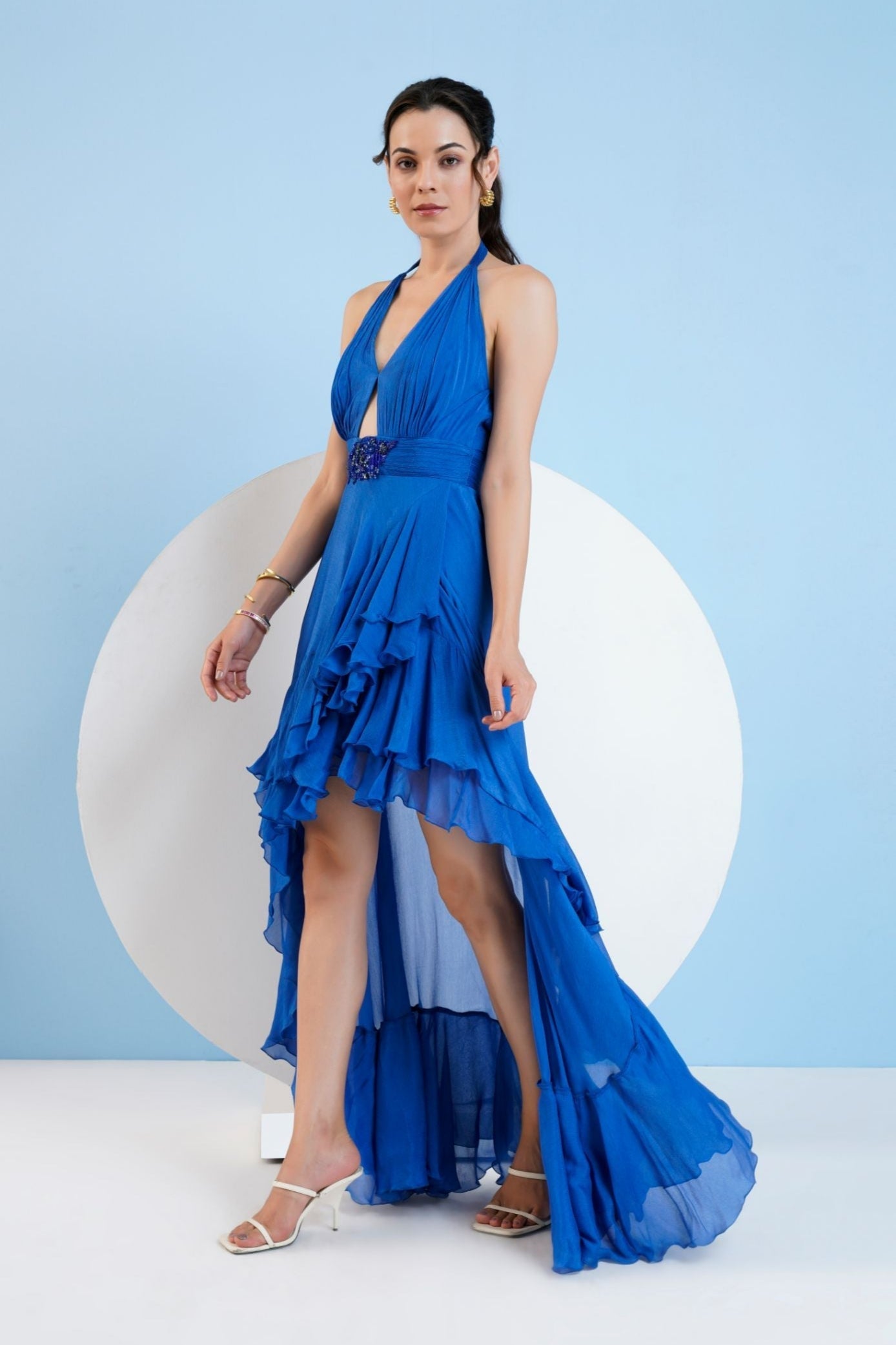 Blue Halter Neck Dress
