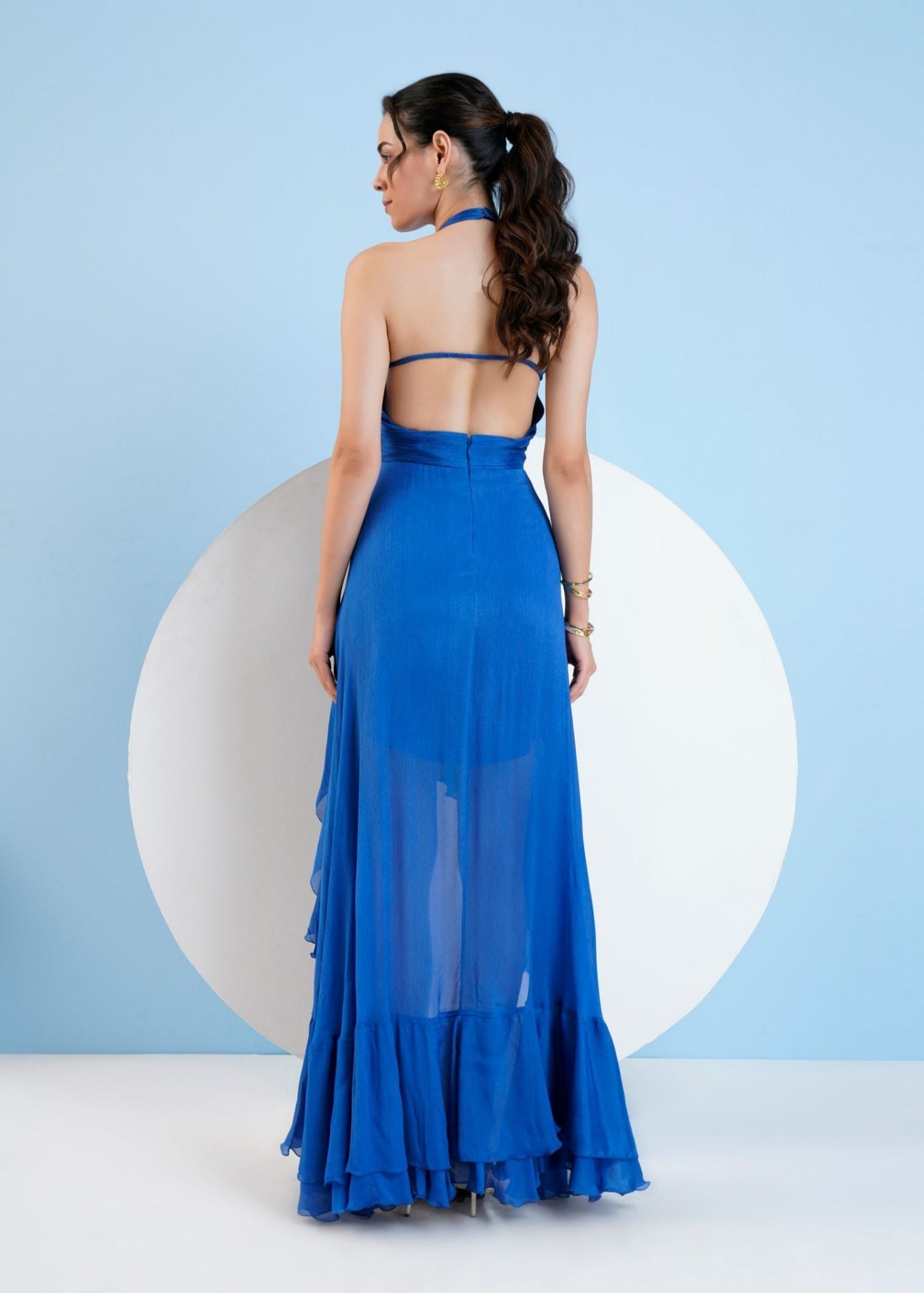 Blue Halter Neck Dress