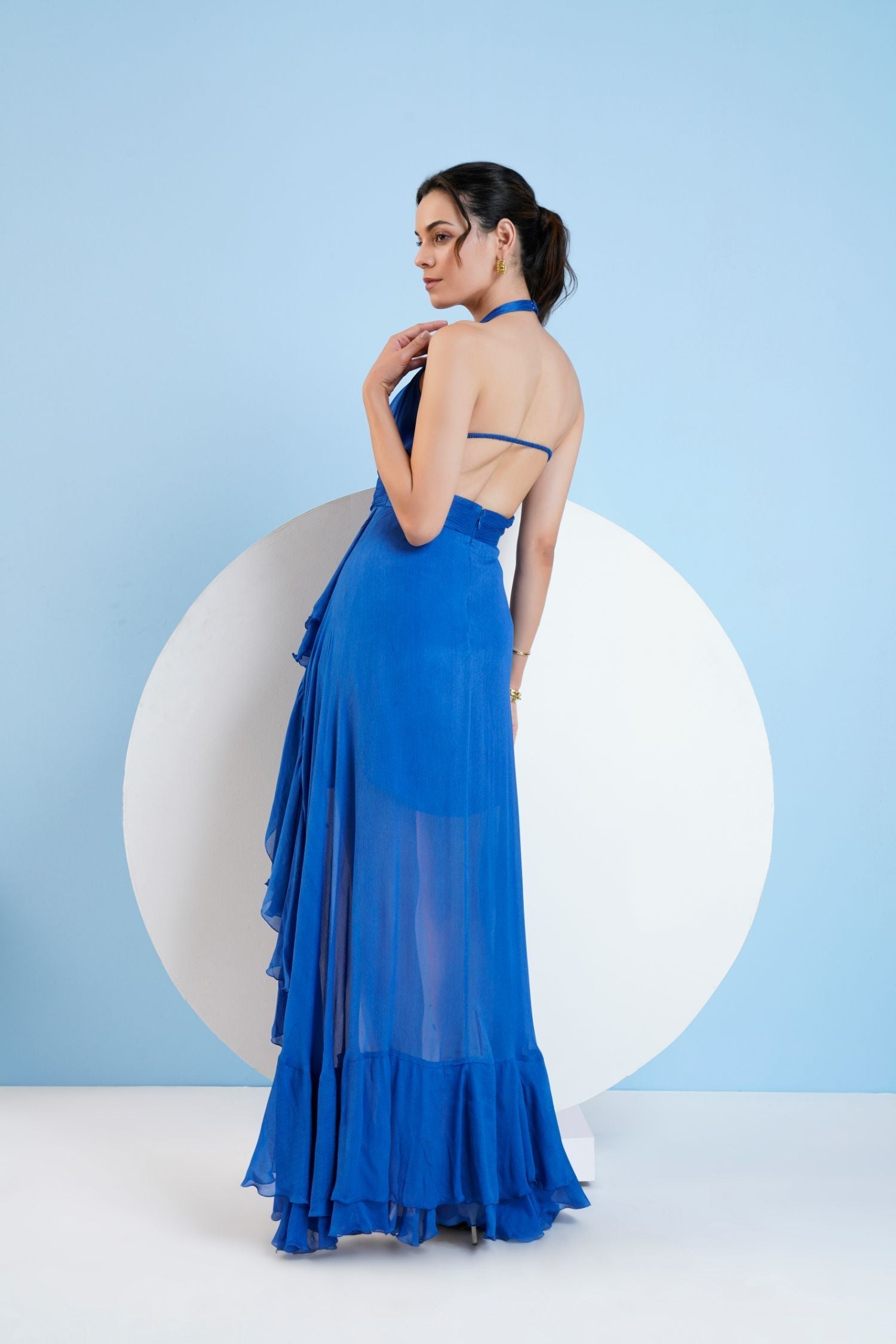 Blue Halter Neck Dress
