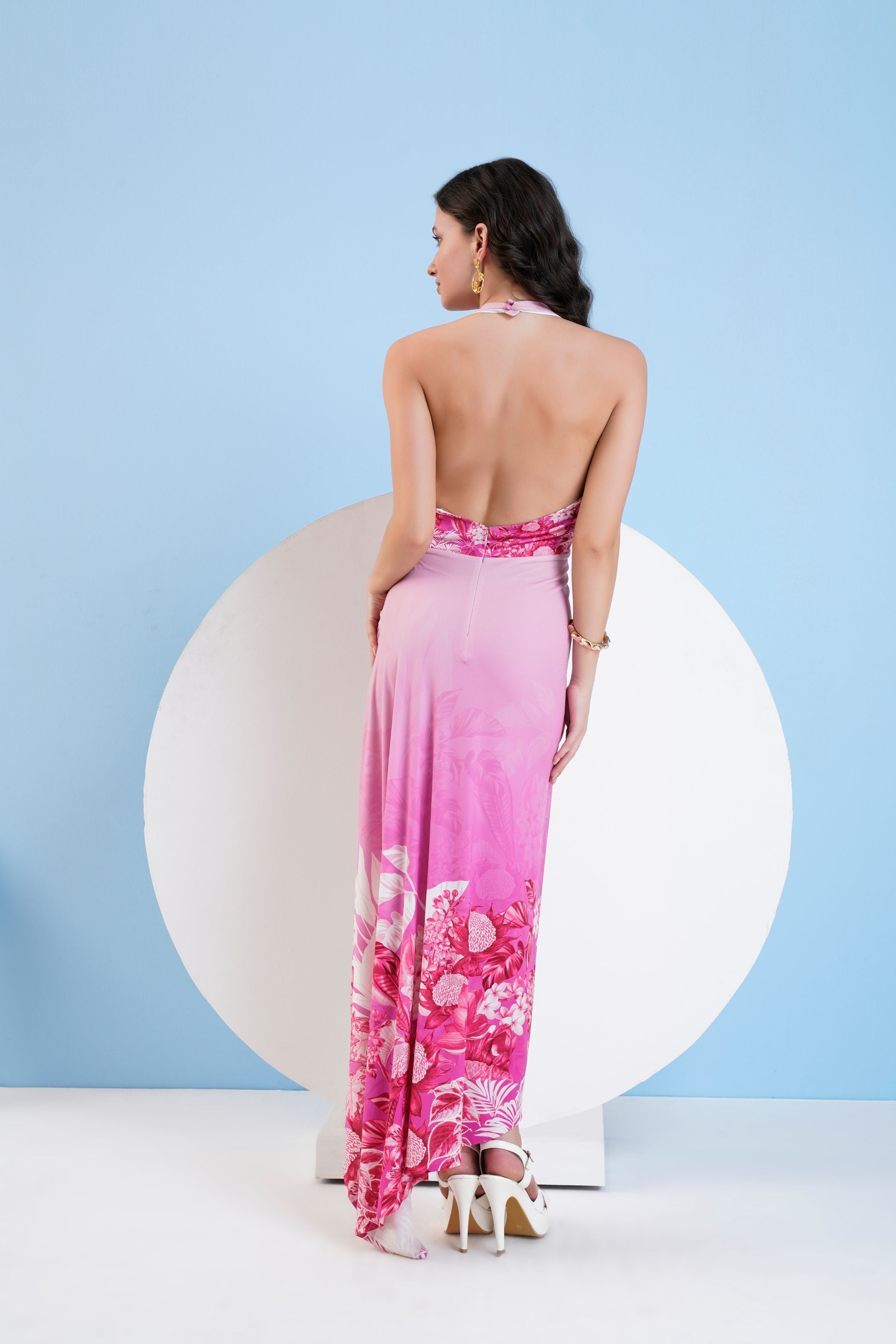 Jersey Maxi Dress with Plunging Neckline