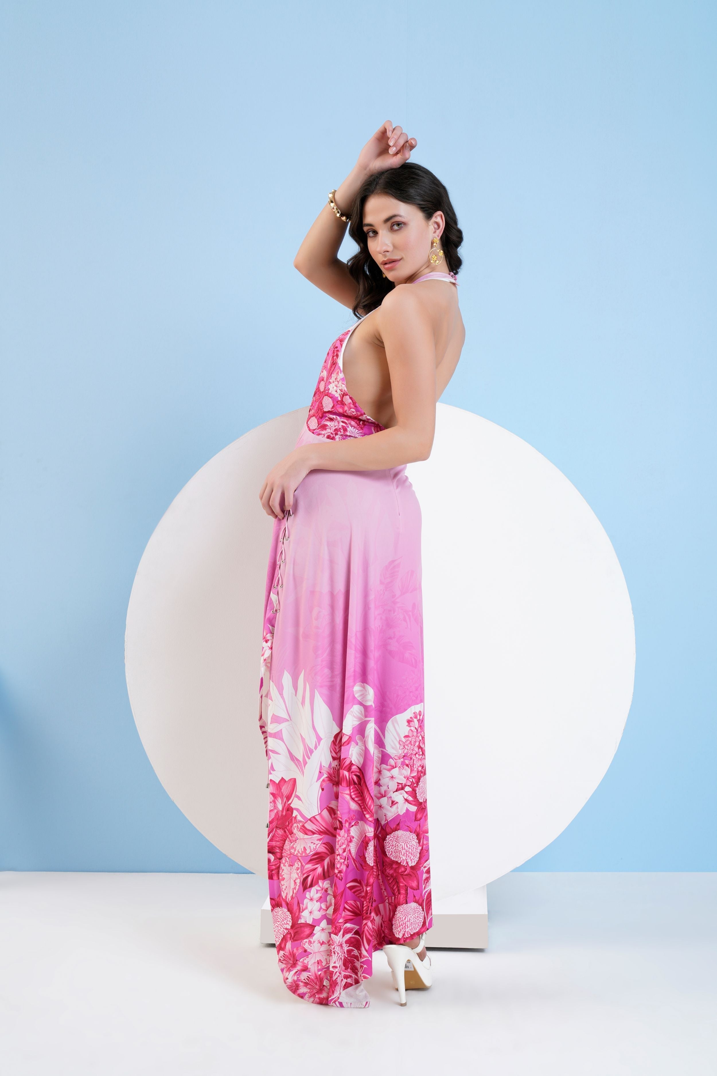 Jersey Maxi Dress with Plunging Neckline
