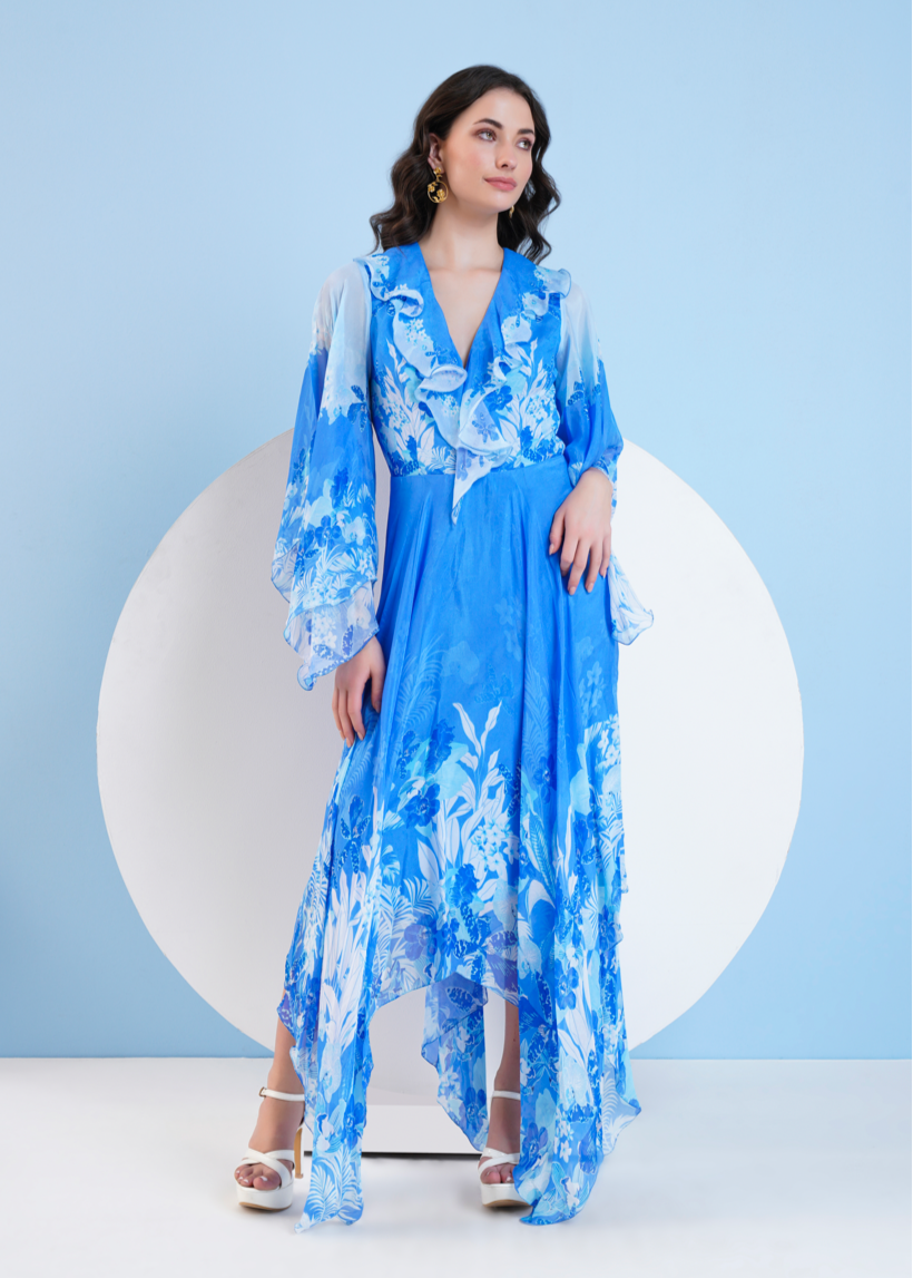 Blue Sapphire High Low Maxi Dress