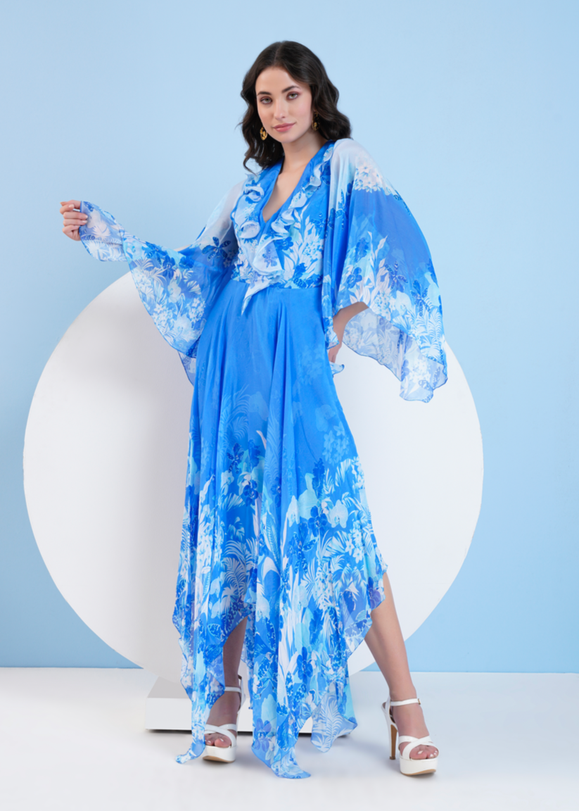 Blue Sapphire High Low Maxi Dress