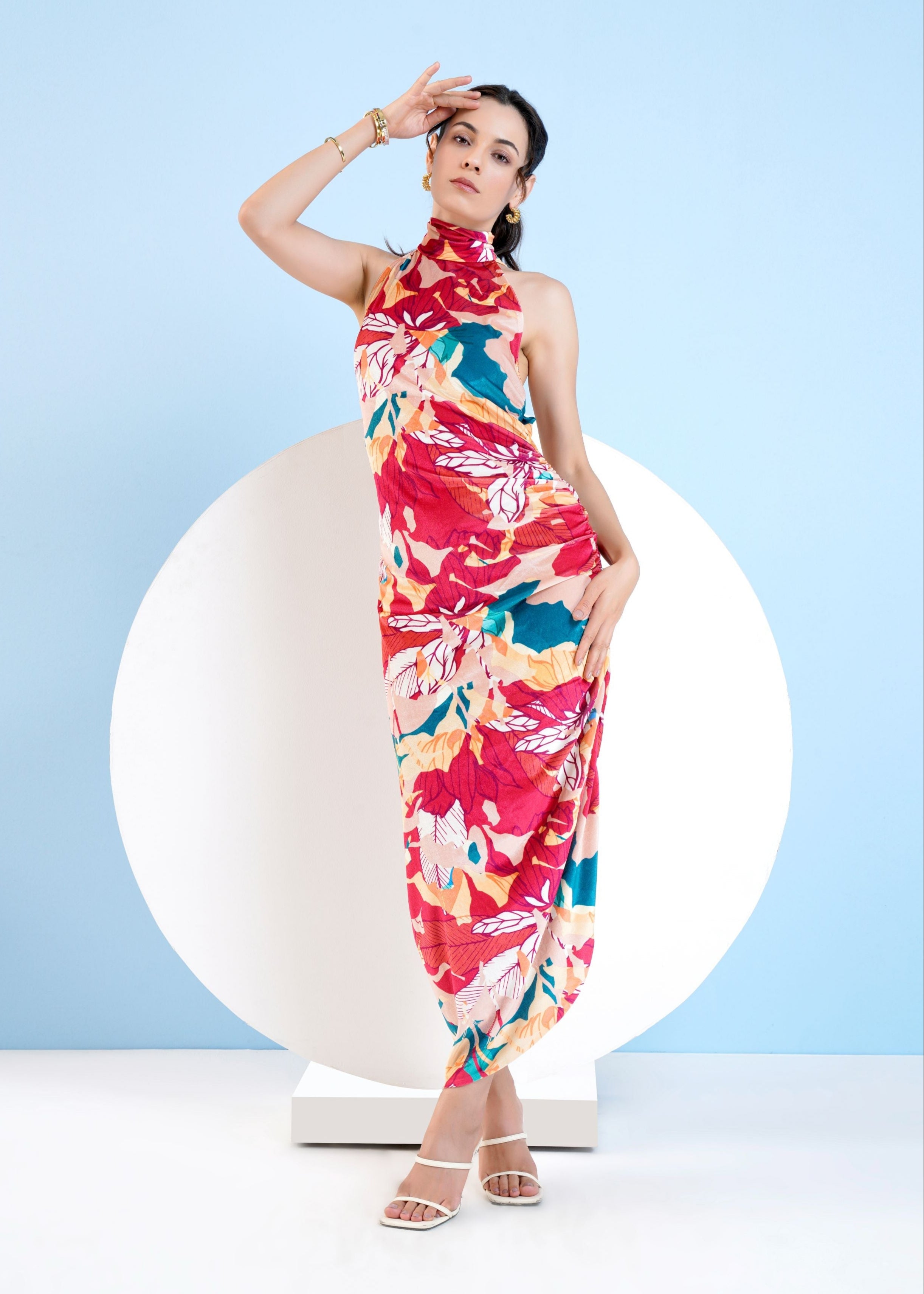 Halter Neck Velvet Bodycon Dress