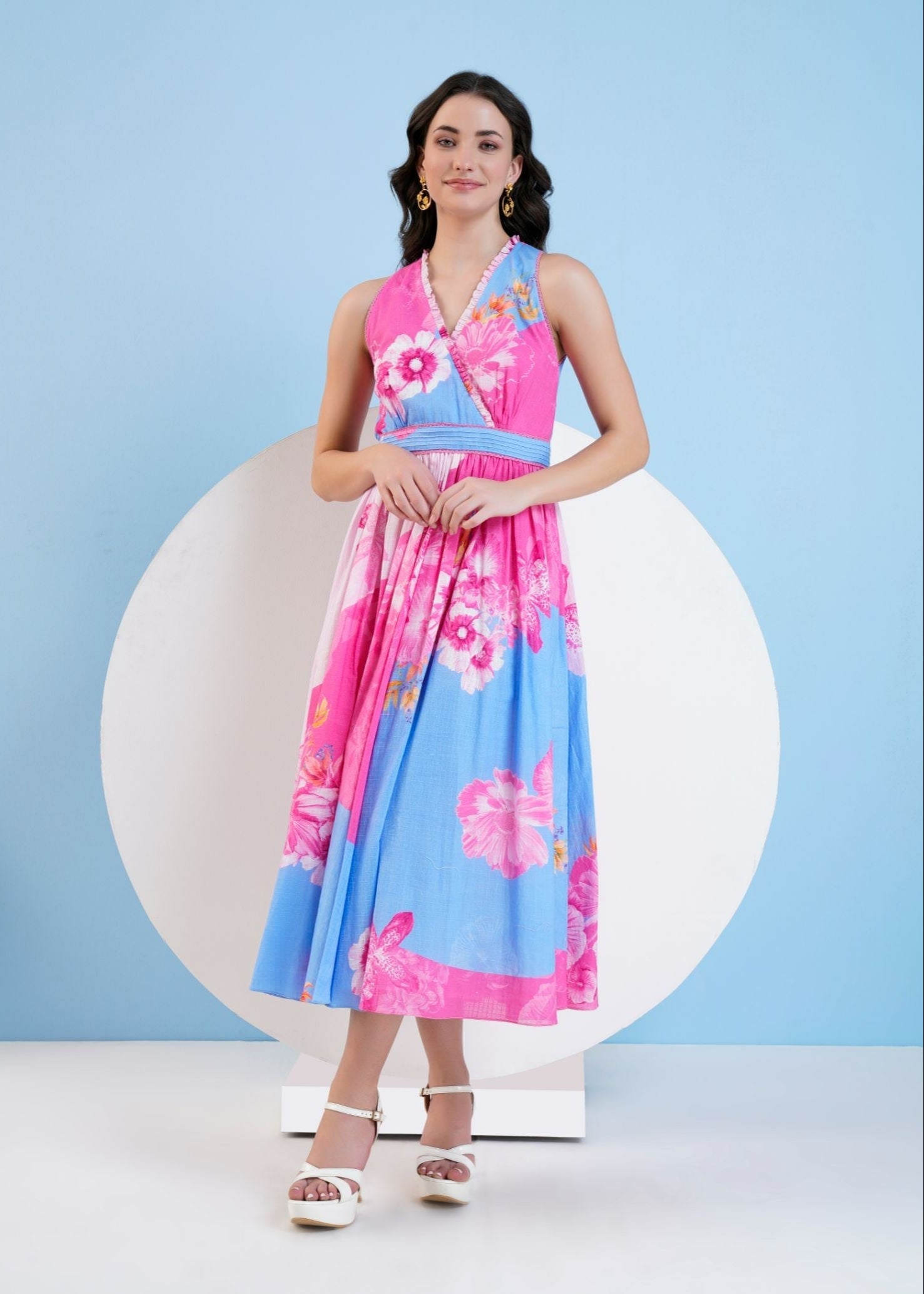 Blue Pastoral Midi Dress