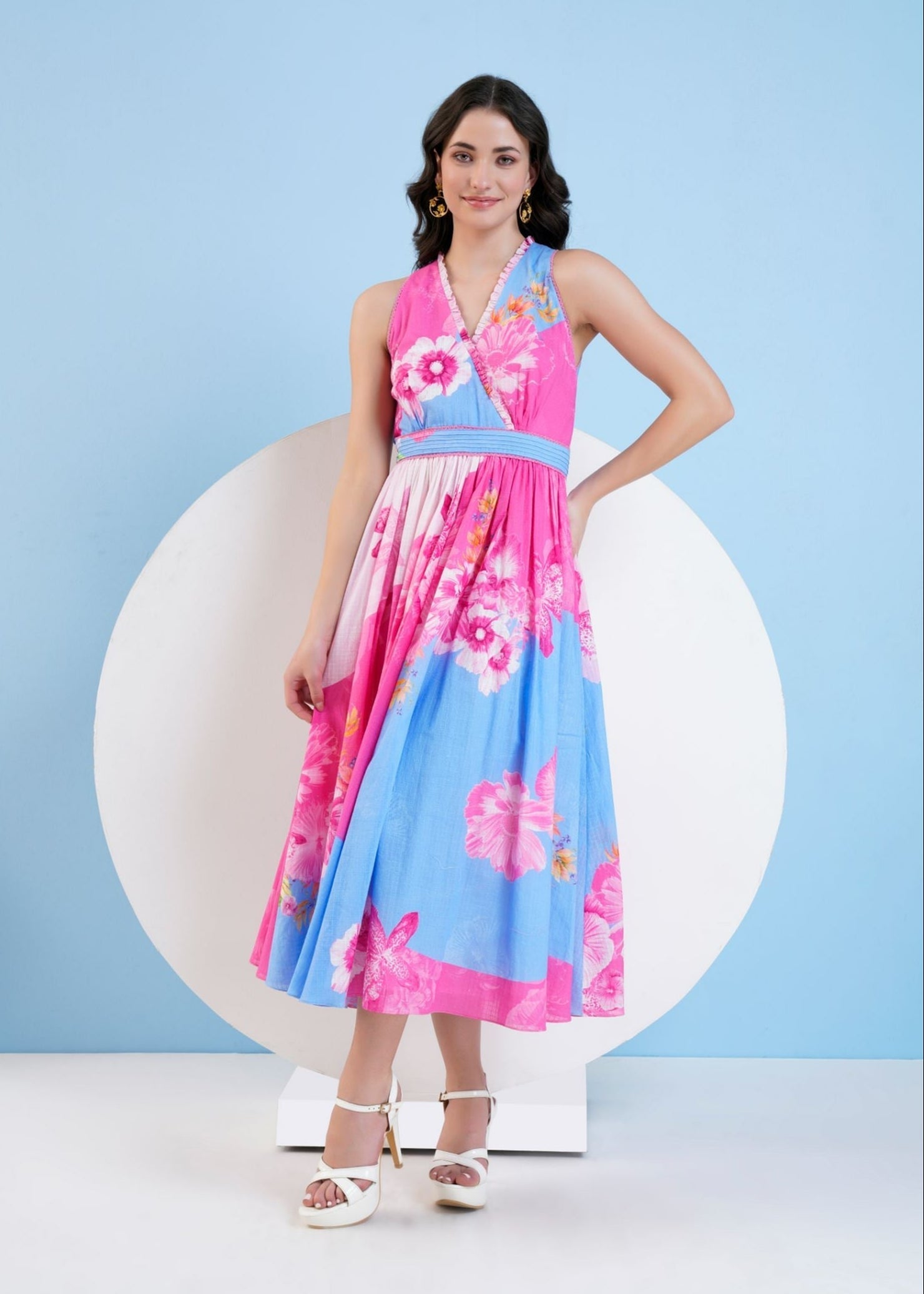 Blue Pastoral Midi Dress