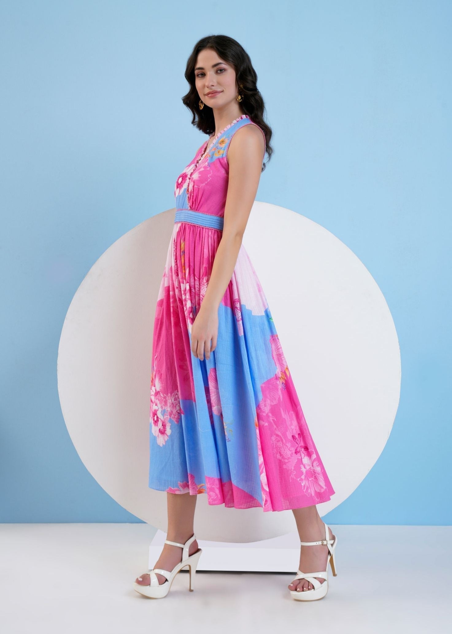 Blue Pastoral Midi Dress