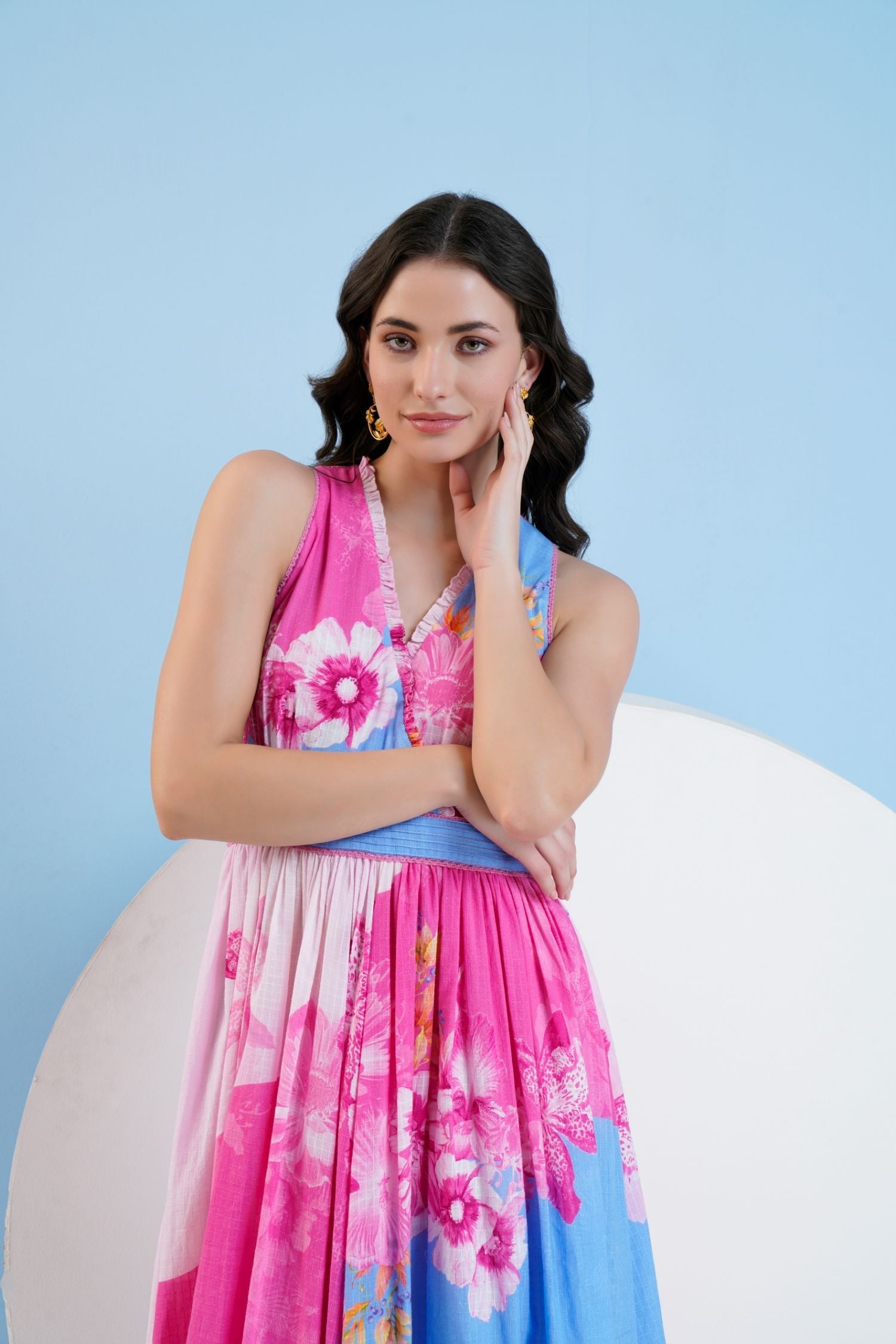 Blue Pastoral Midi Dress