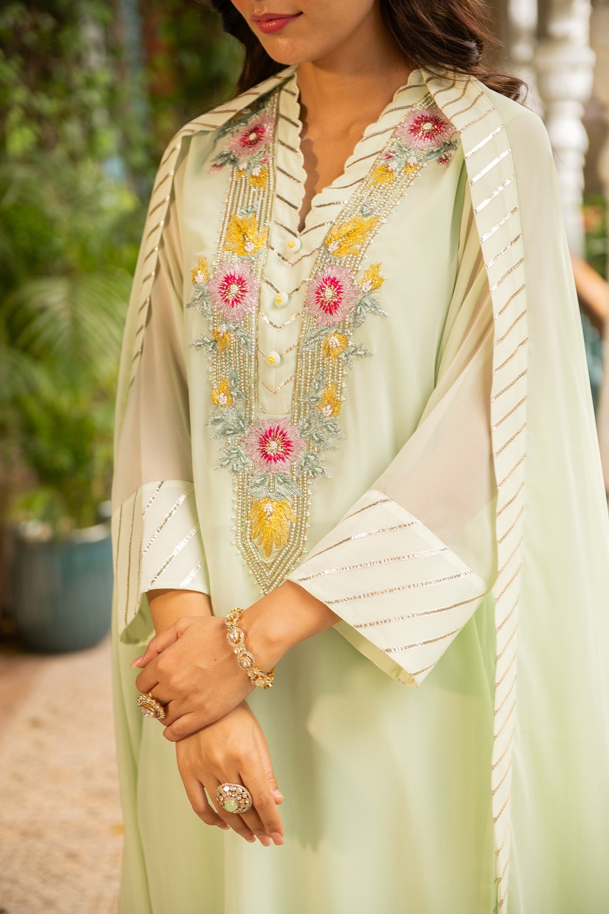 Mehek Sea Green Embroidered Straight Kurta & Palazzo Set