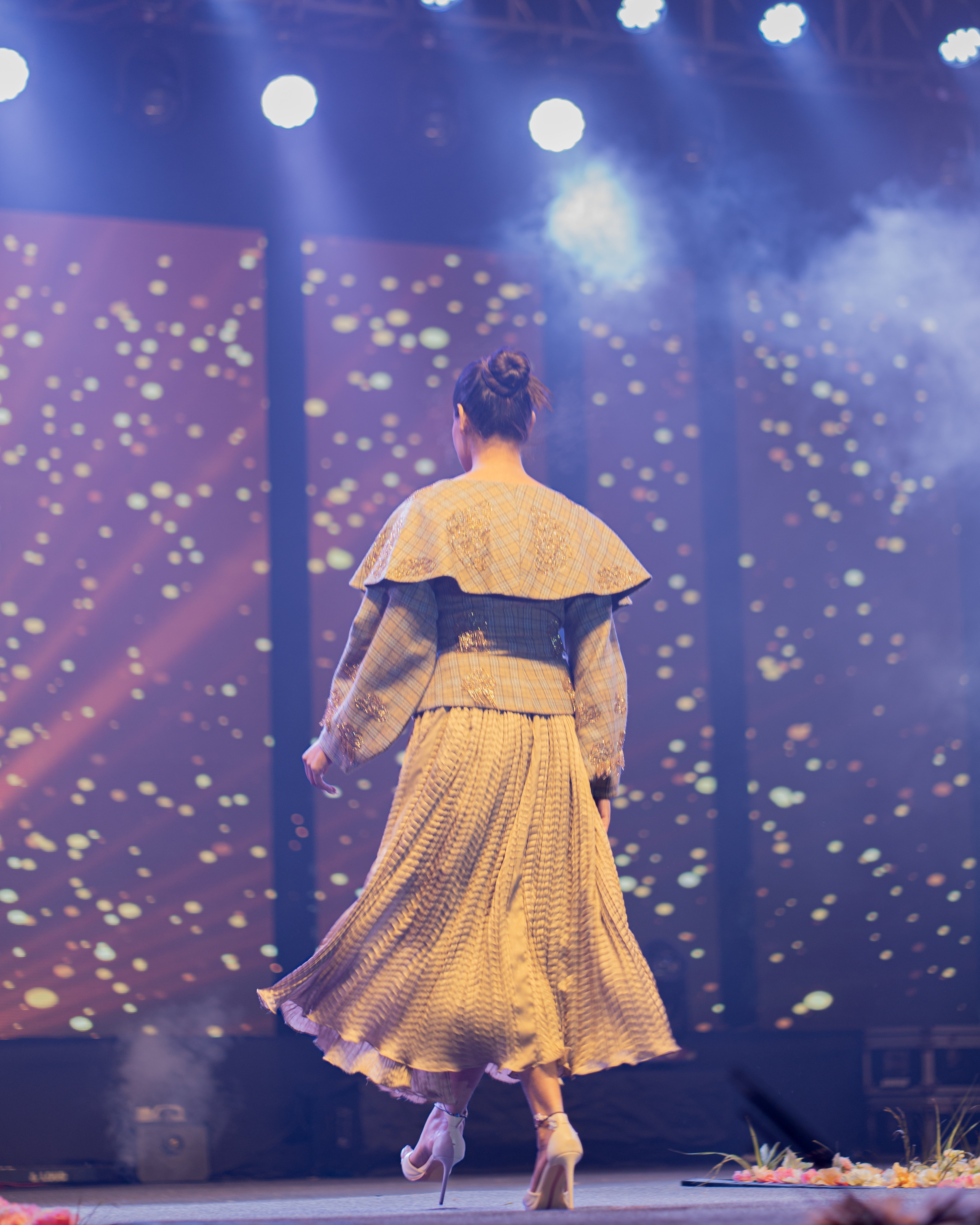 Starlit Bloom Embroidered Crushed Silk Skirt & Jacket Set