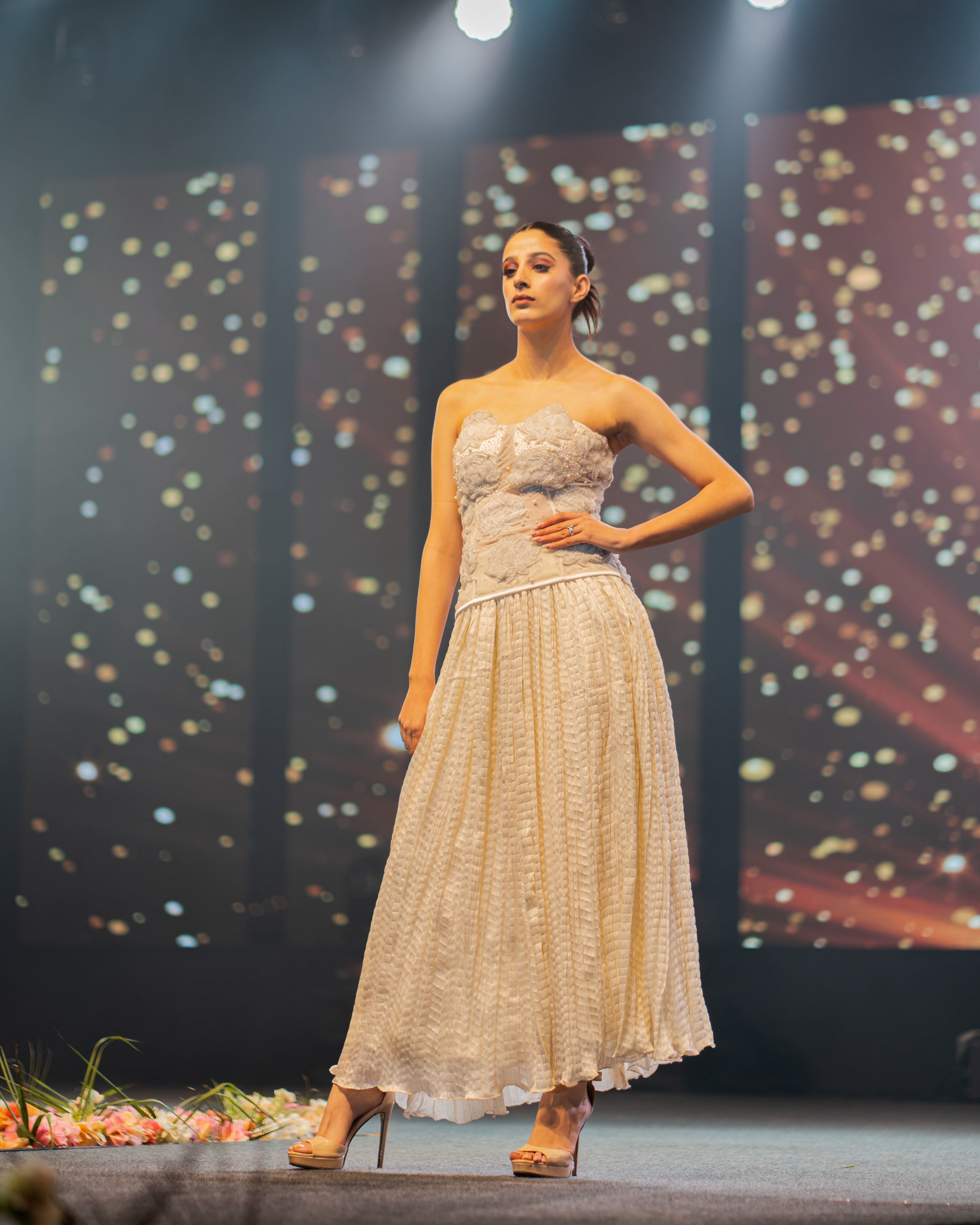 Twilight Bloom Pure Net & Crushed Silk Evening Wear Set