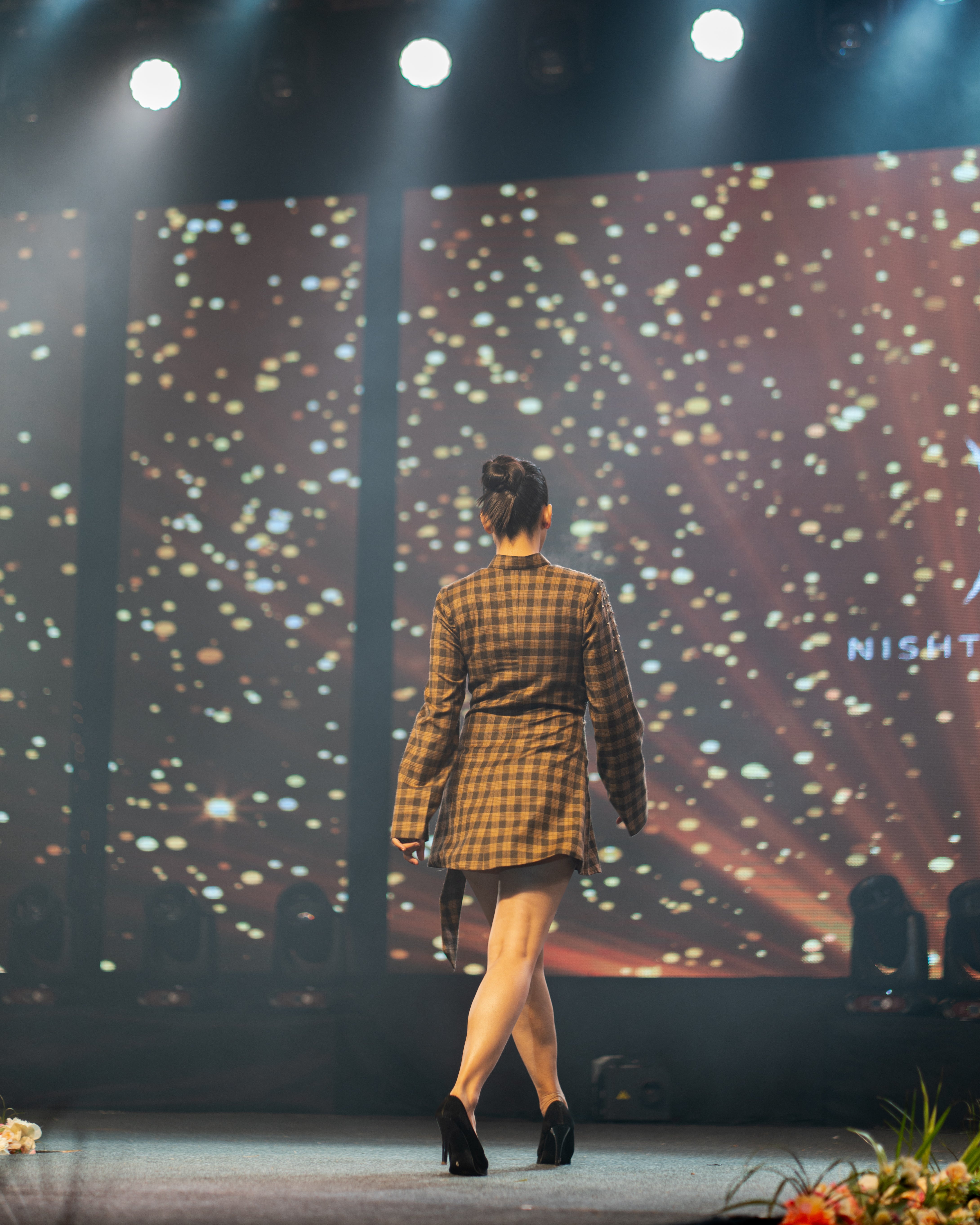 Caramel Embroidered Wool Dress - Elegant Winter Evening Wear