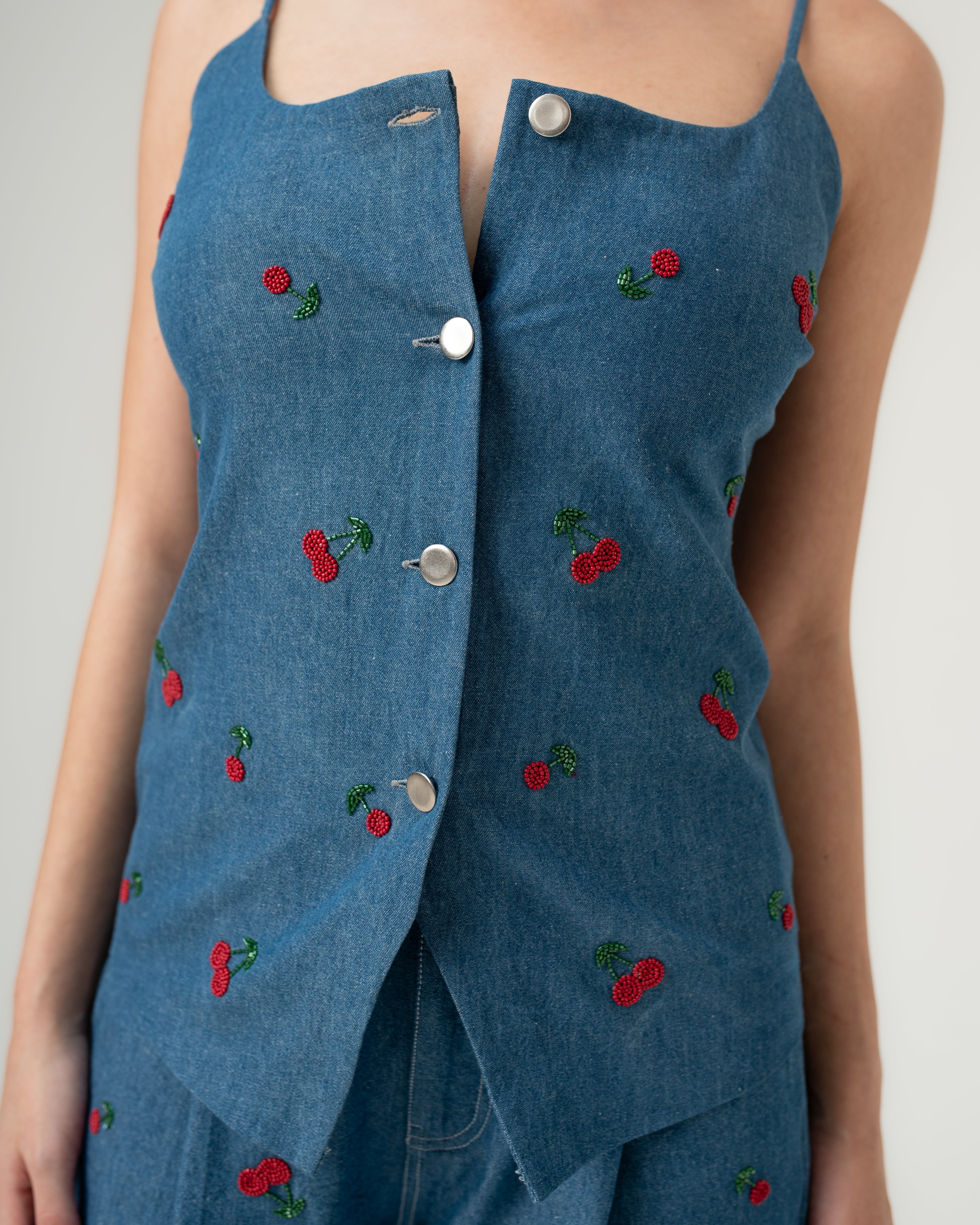 Cherry embroidered co-ord set