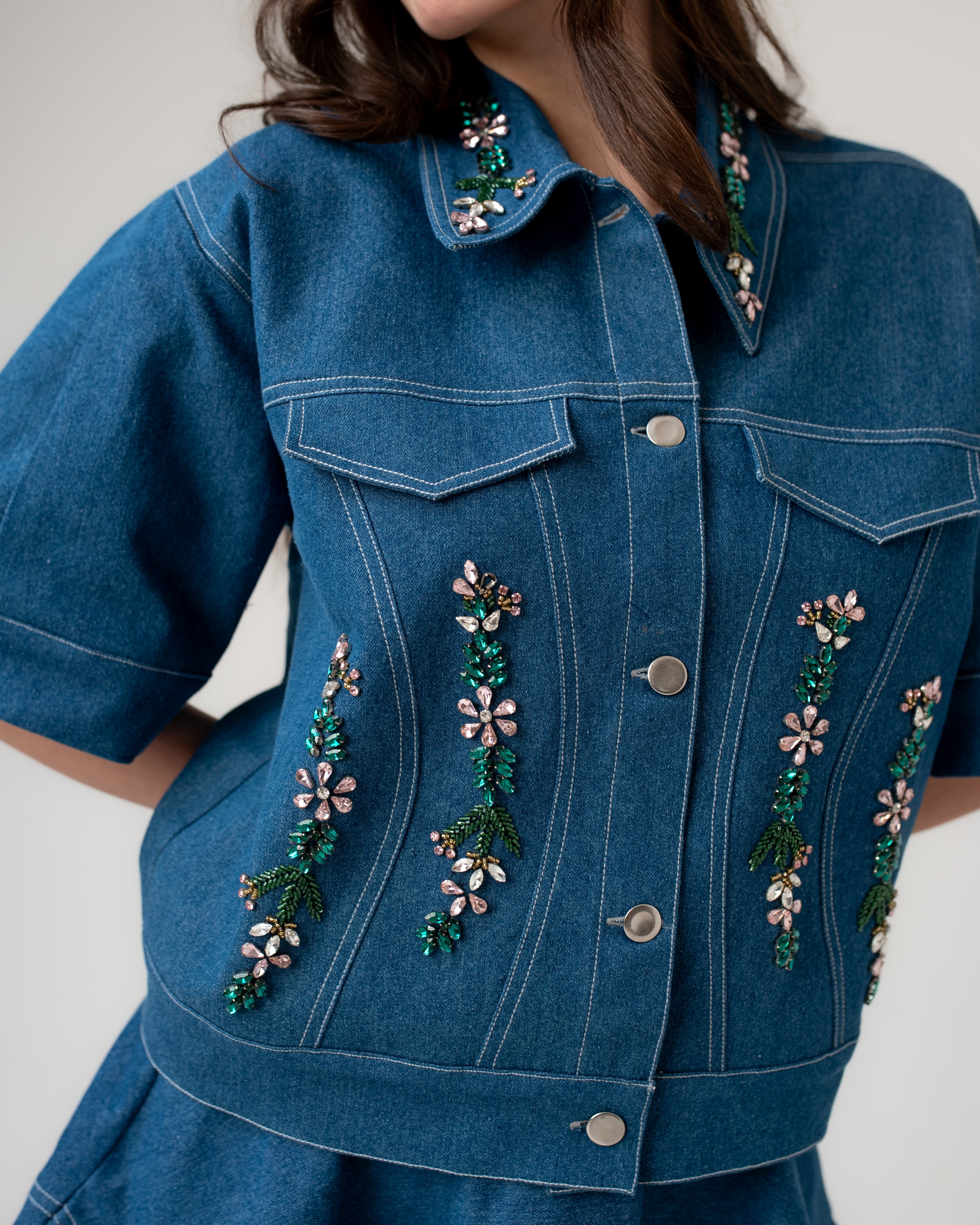 Floral Embellished Jacket Co-ord Set