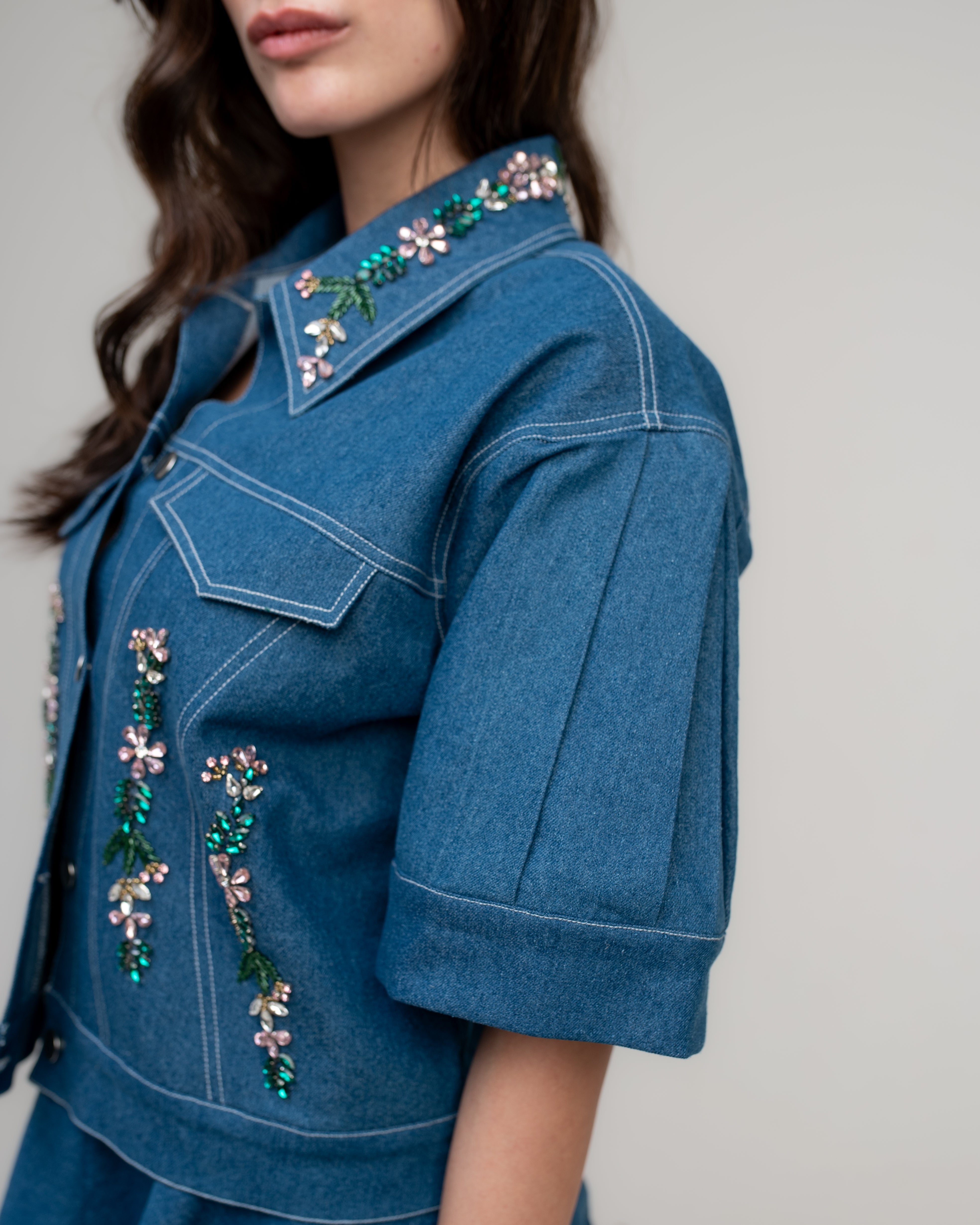 Floral Embellished Jacket Co-ord Set