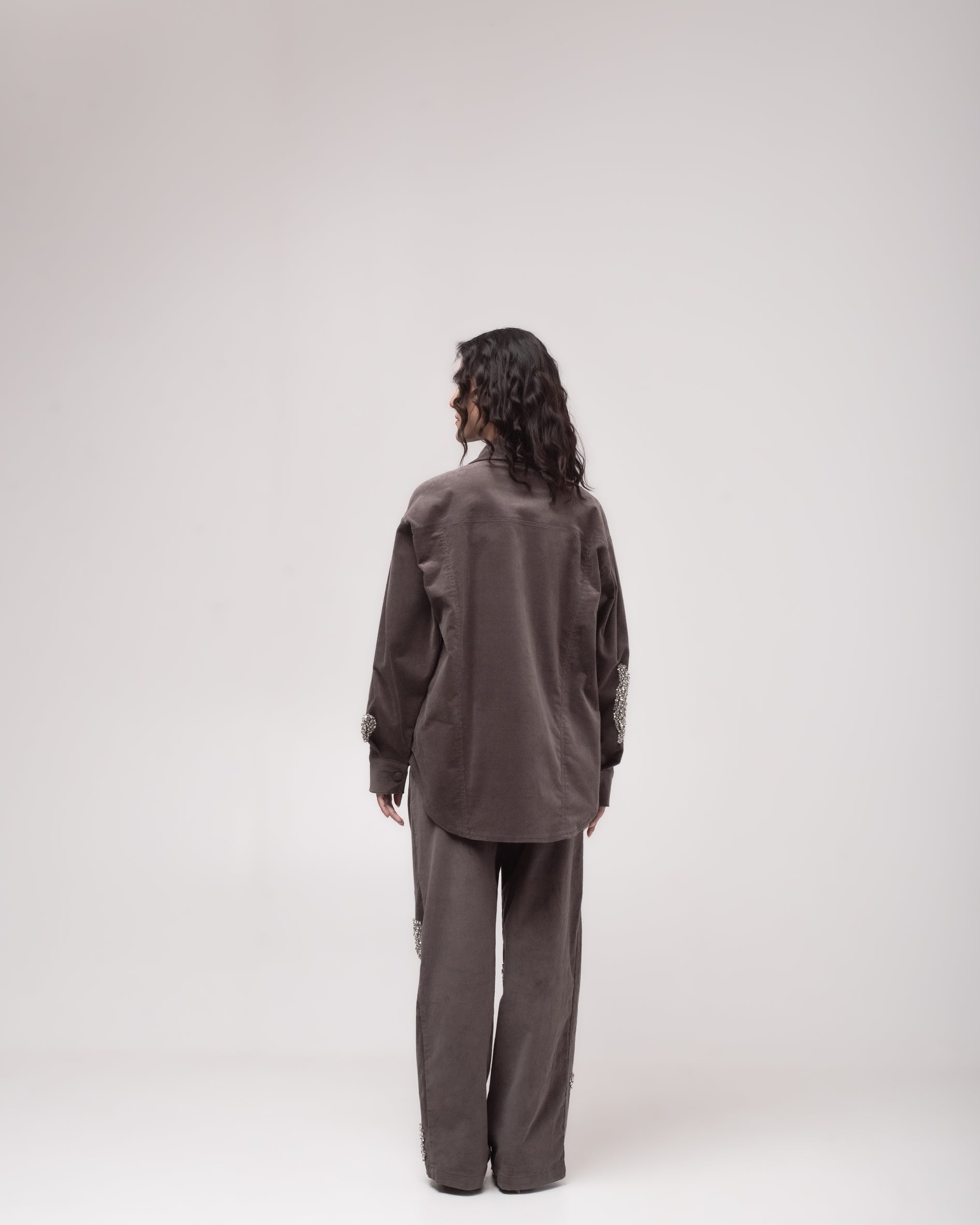 Oversized embellished corduroy overshirt
