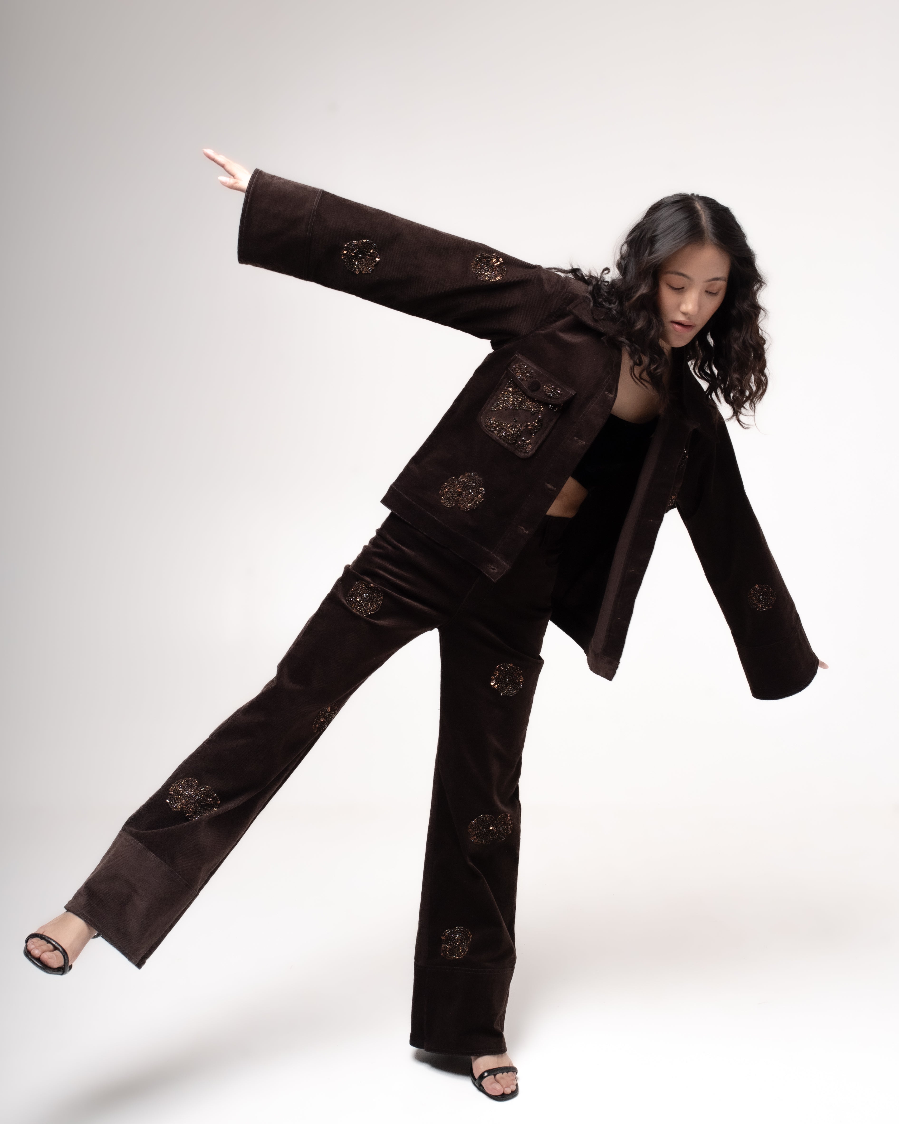 Embellished corduroy trousers