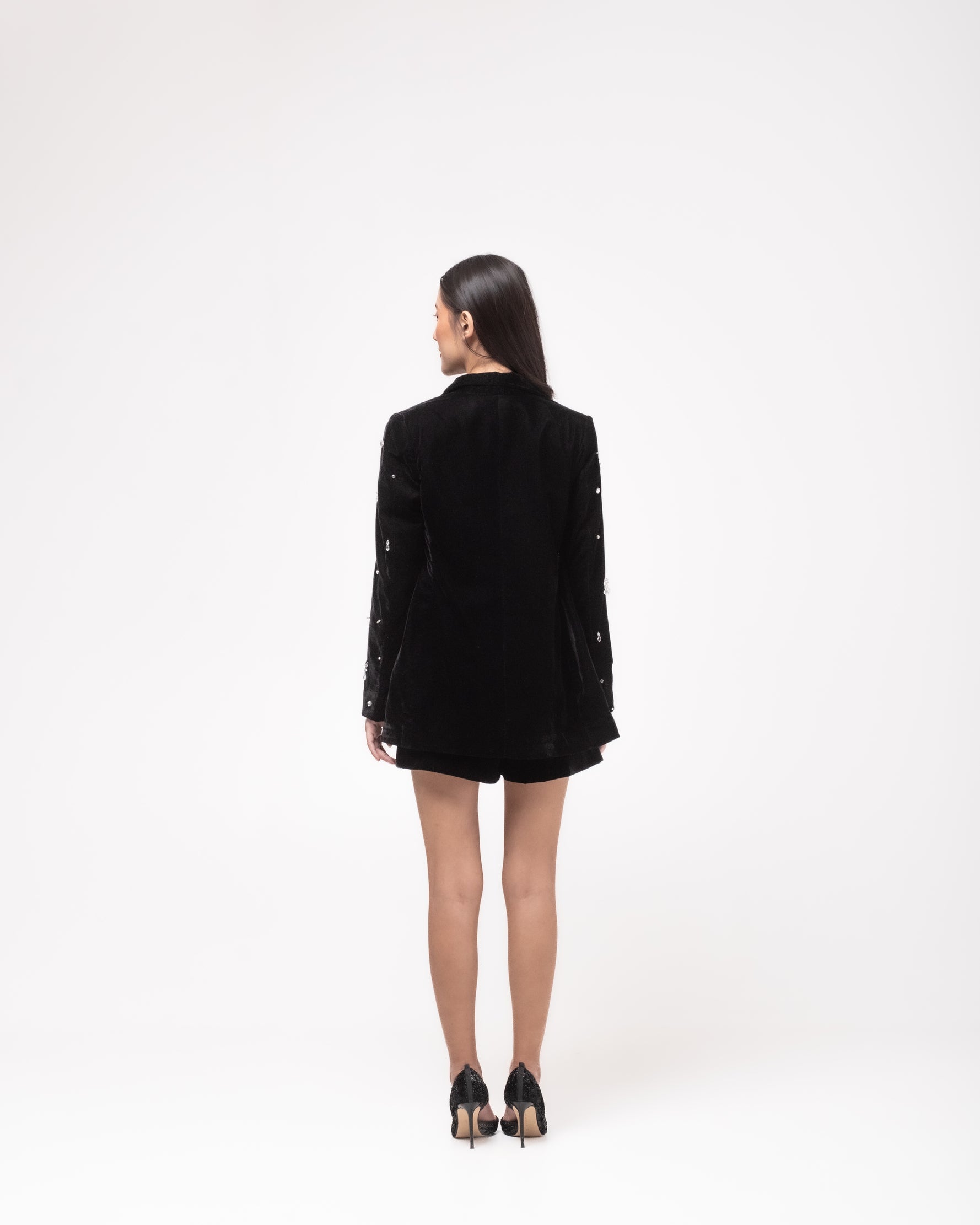 Embellished silk-velvet blazer