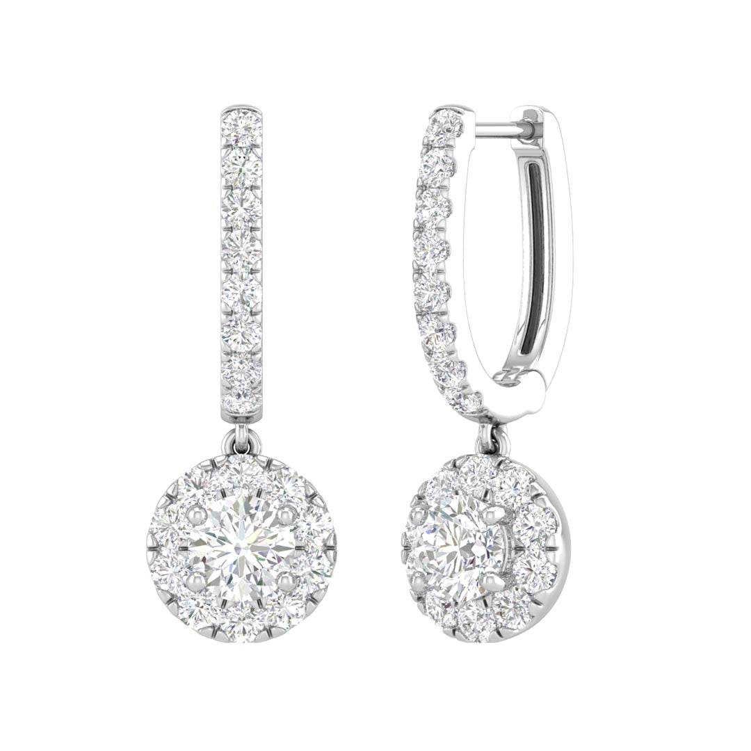 Round Halo Dangler Earrings