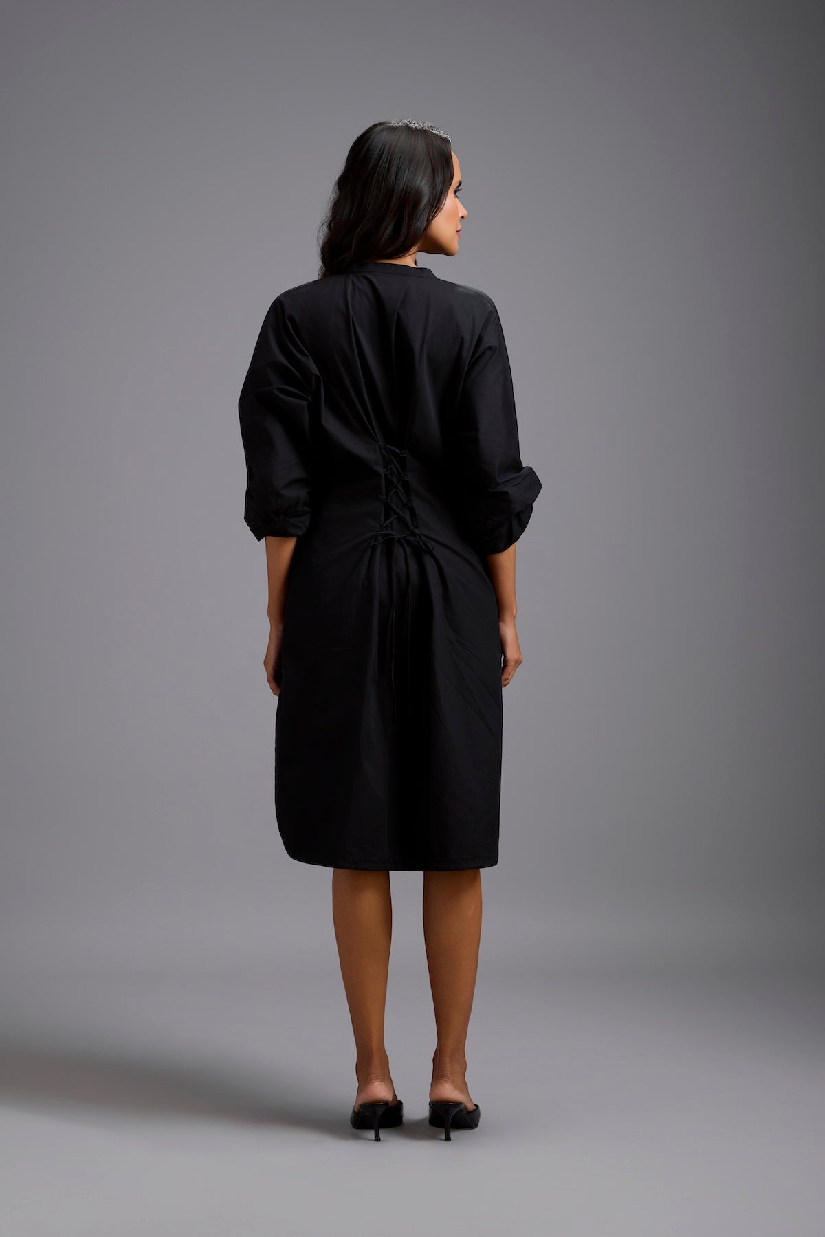 Ruched Button-Down Shirt Dress