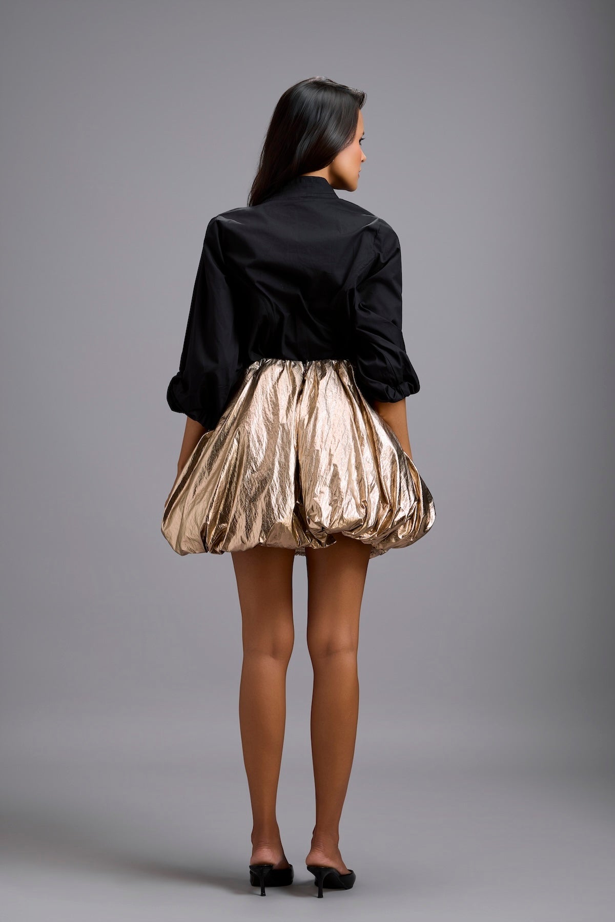 Metallic Gold Bubble Mini Skirt