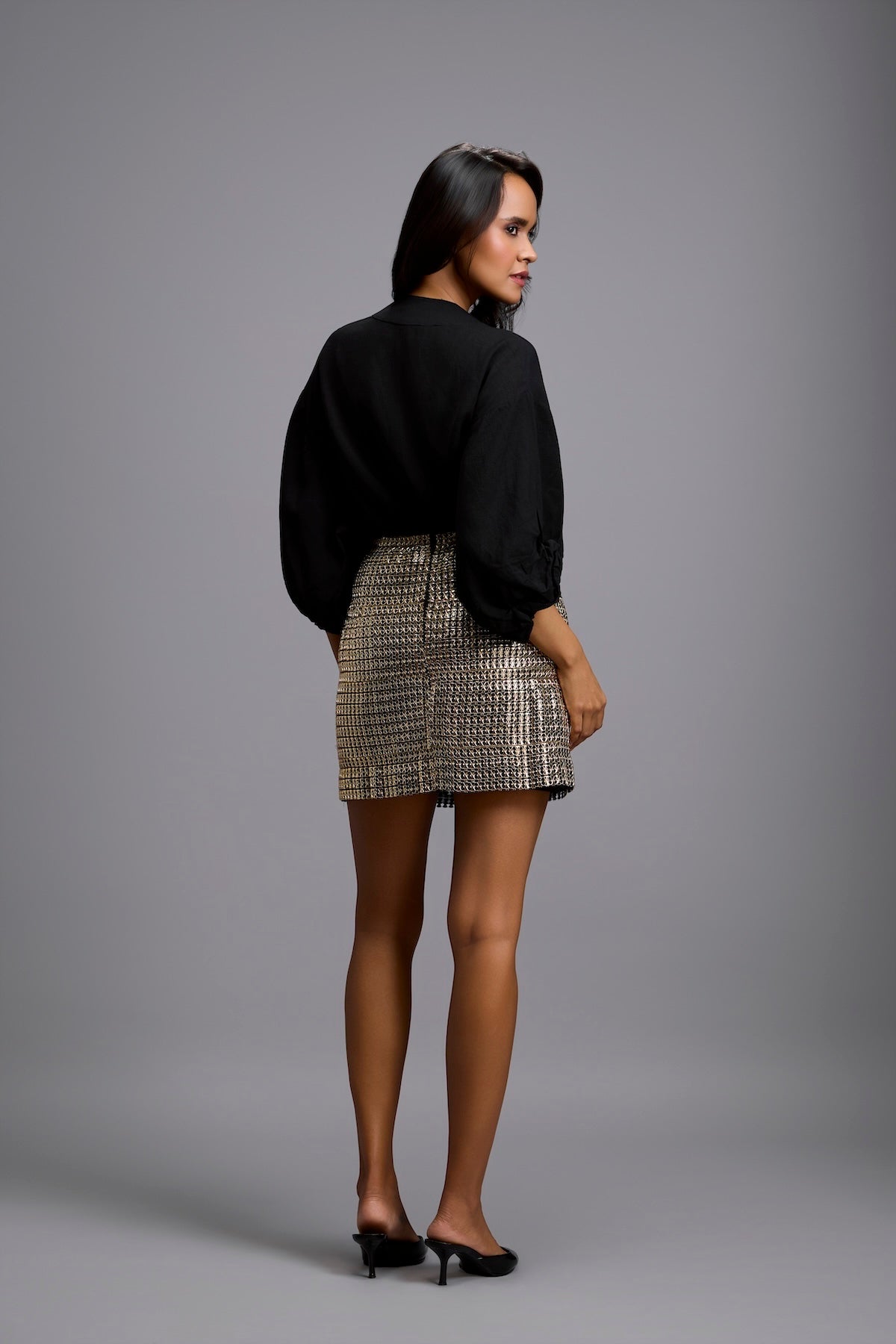 Metallic Gold Textured Mini Skirt
