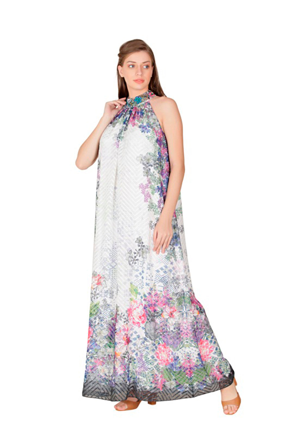 Halter Neck Maxi Dress - Auraya Fashion -  - #tag1# - #tag2# - #tag3# - #tag3#