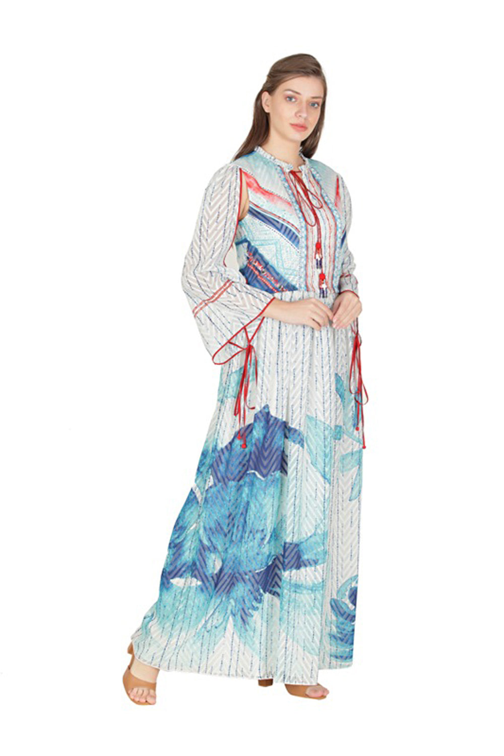 Long Cut Sleeve Maxi Dress