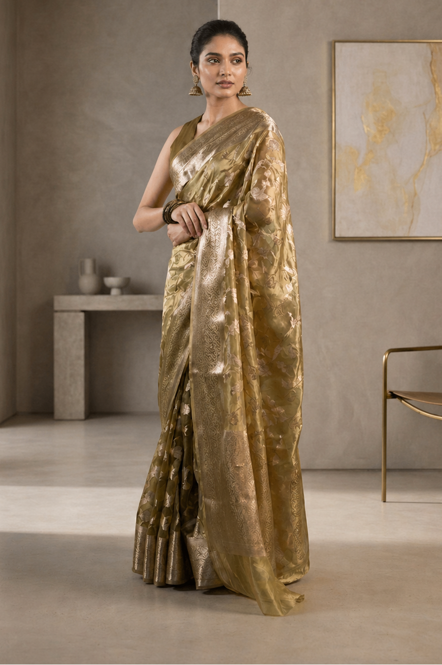Sage Mist Silk Tissue Saree