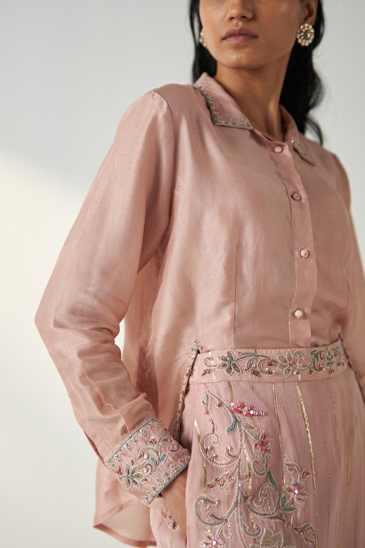 TISYA BLUSH PINK SHIRT PANT SET