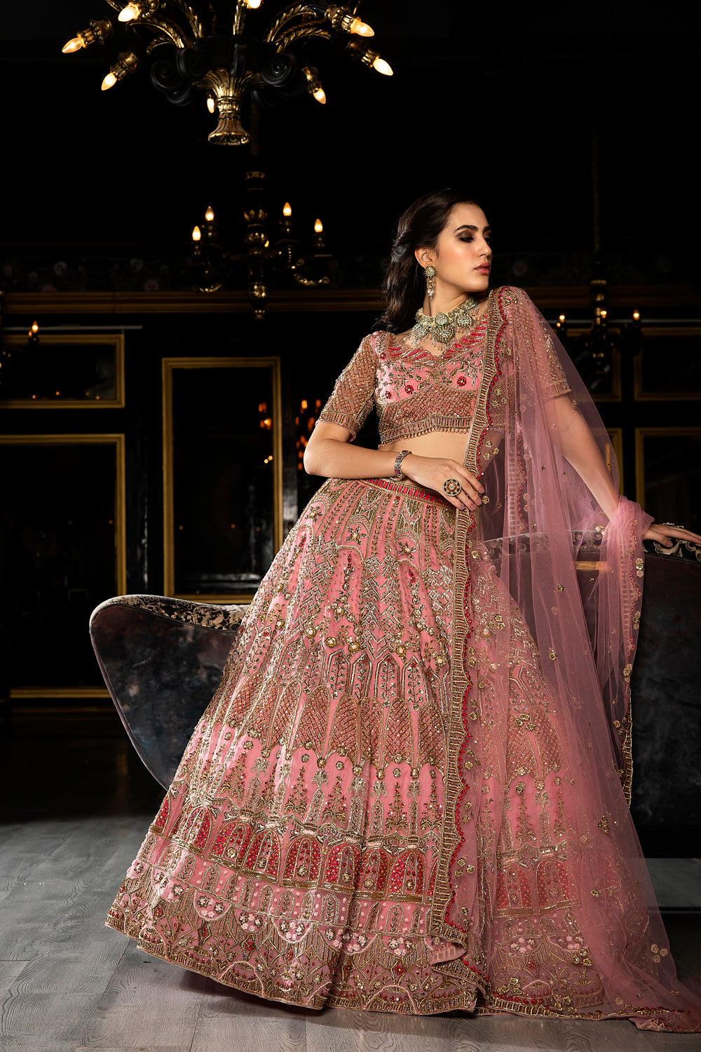 "Giselle" Pink Zardosi And Sequin Lehenga Set