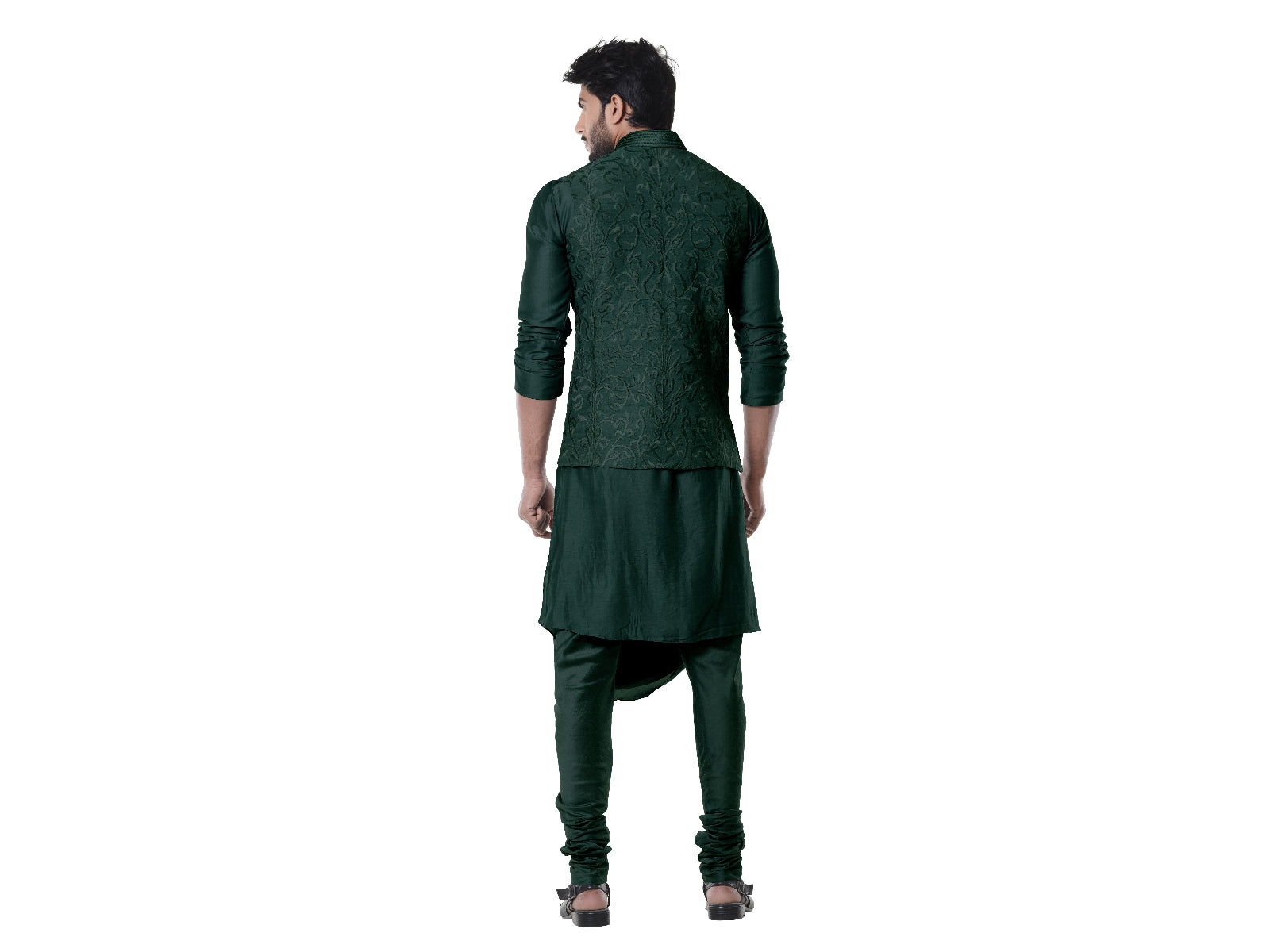 Seaweed Cowl Kurta with Full Embroidered Seaweed  Waist Coat set.