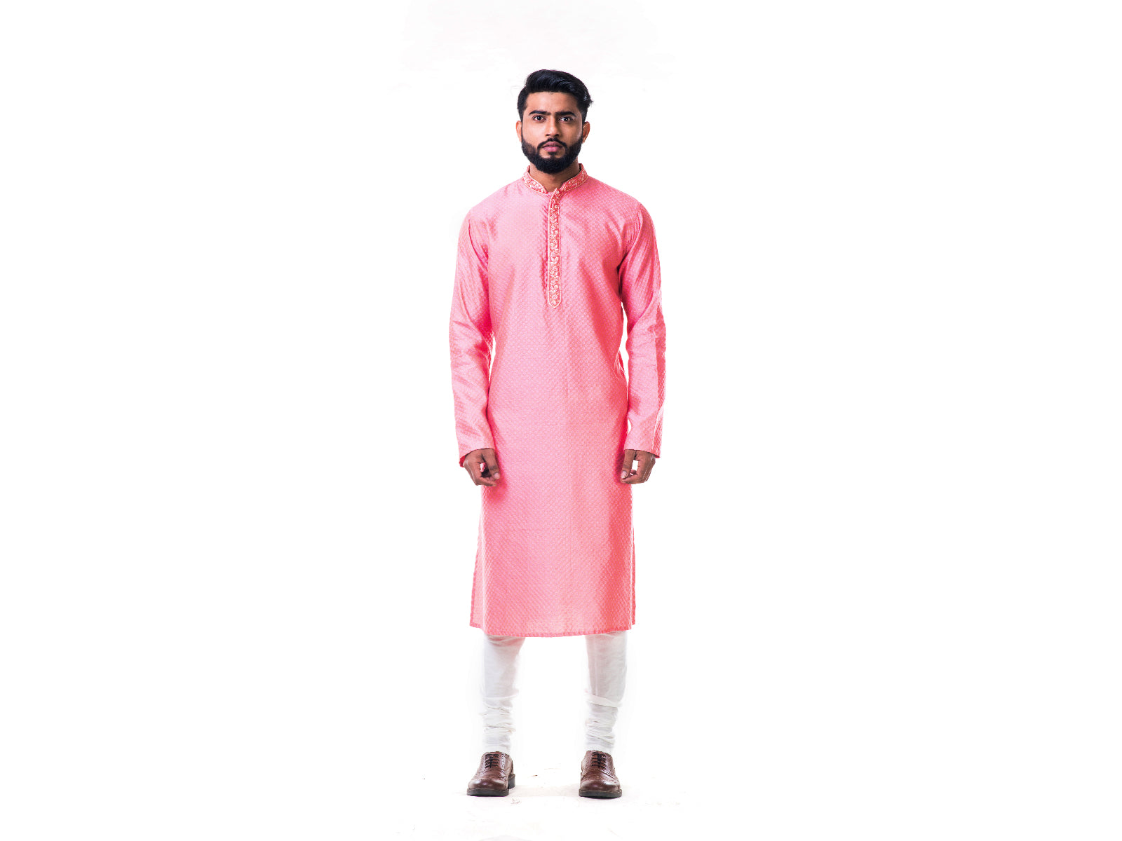Pastel Pink Thread Embroidery Kurta Set