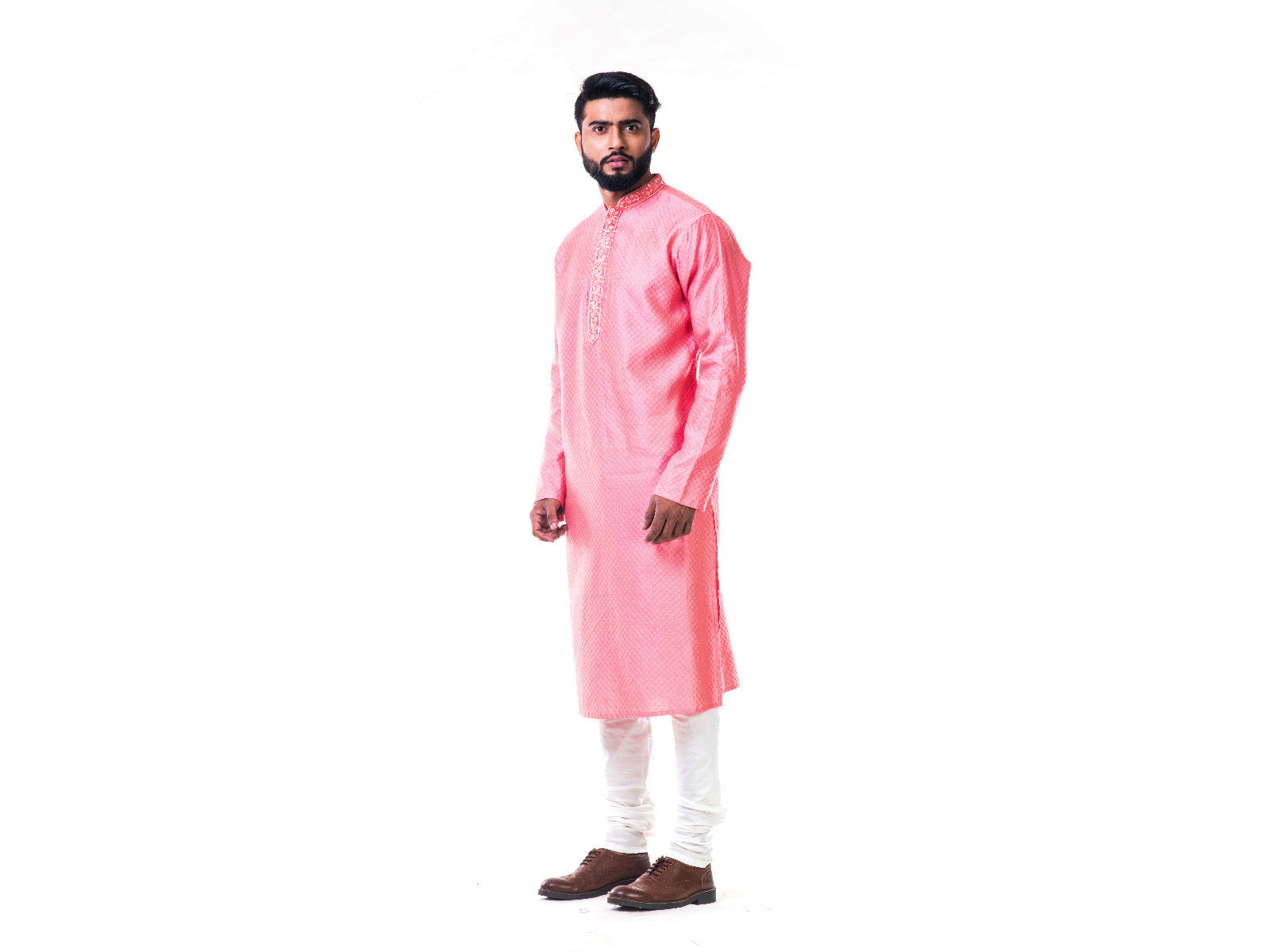 Pastel Pink Thread Embroidery Kurta Set
