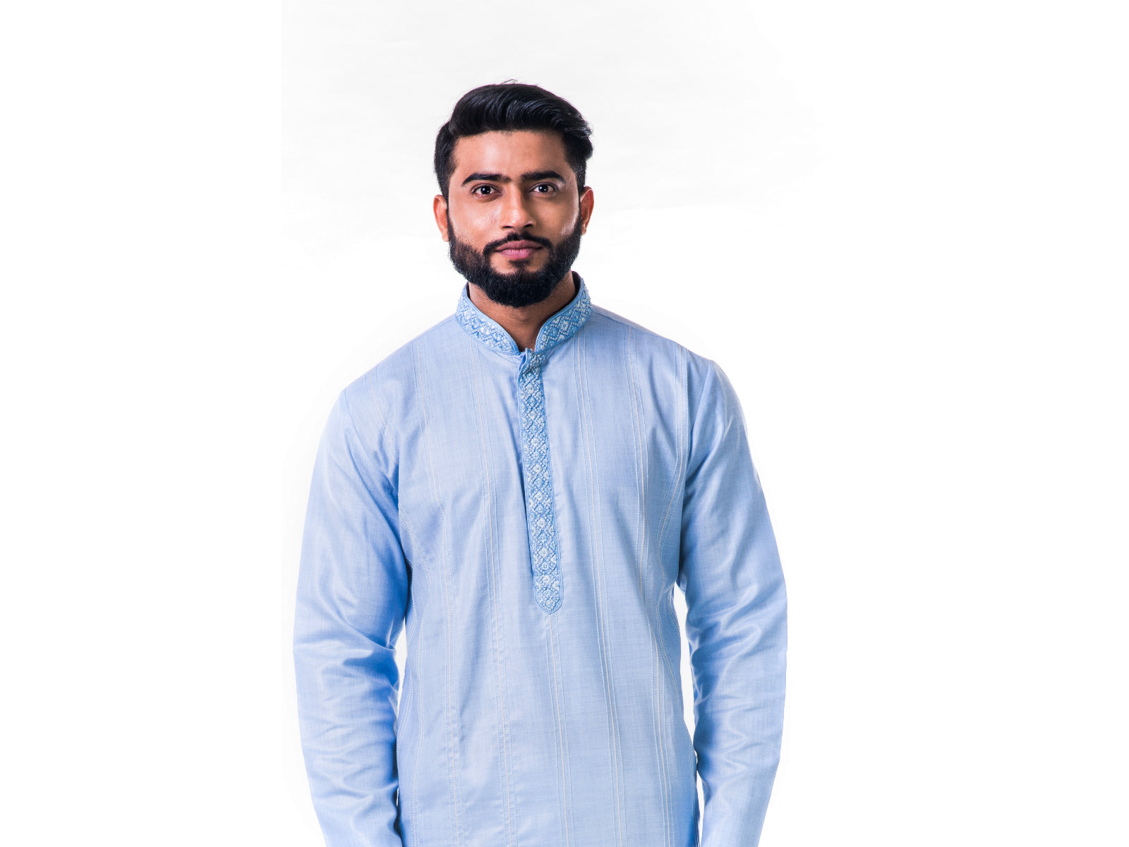 Ice Blue Thread Embroidery Kurta Set