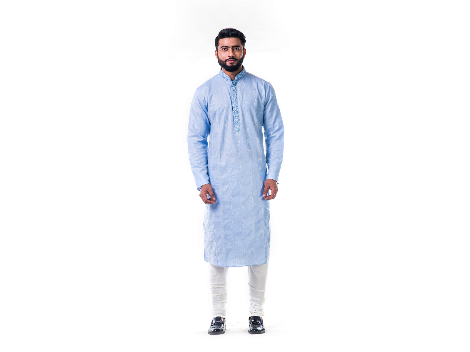 Ice Blue Thread Embroidery Kurta Set