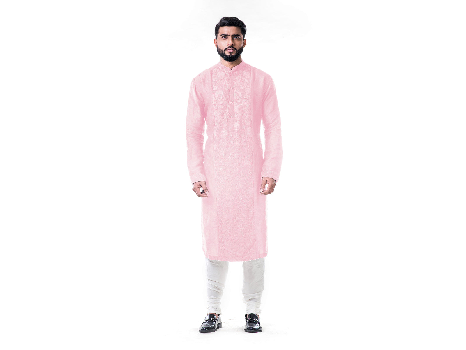 Pink Ari Embroidery Silk Kurta Set.
