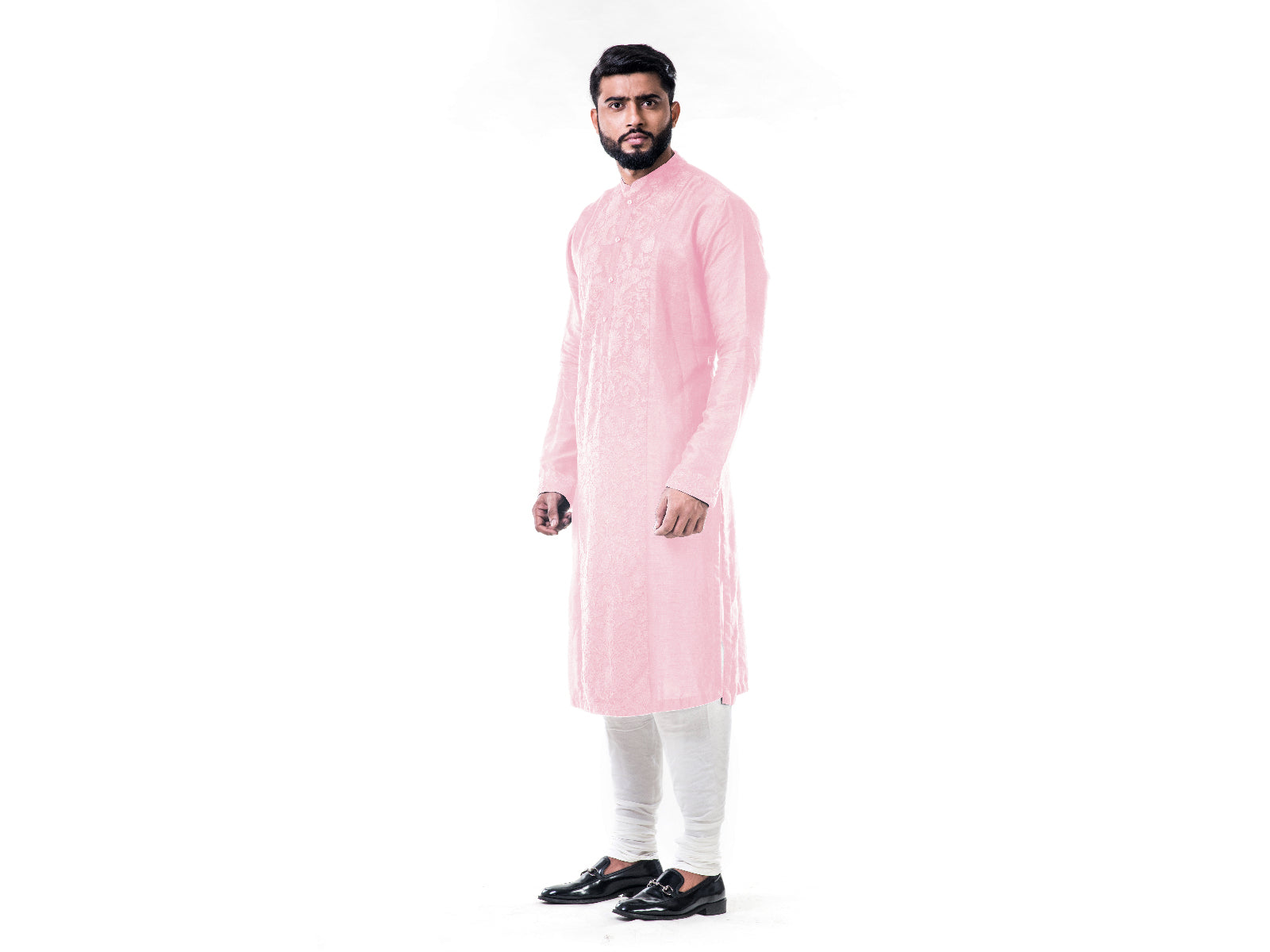 Pink Ari Embroidery Silk Kurta Set.