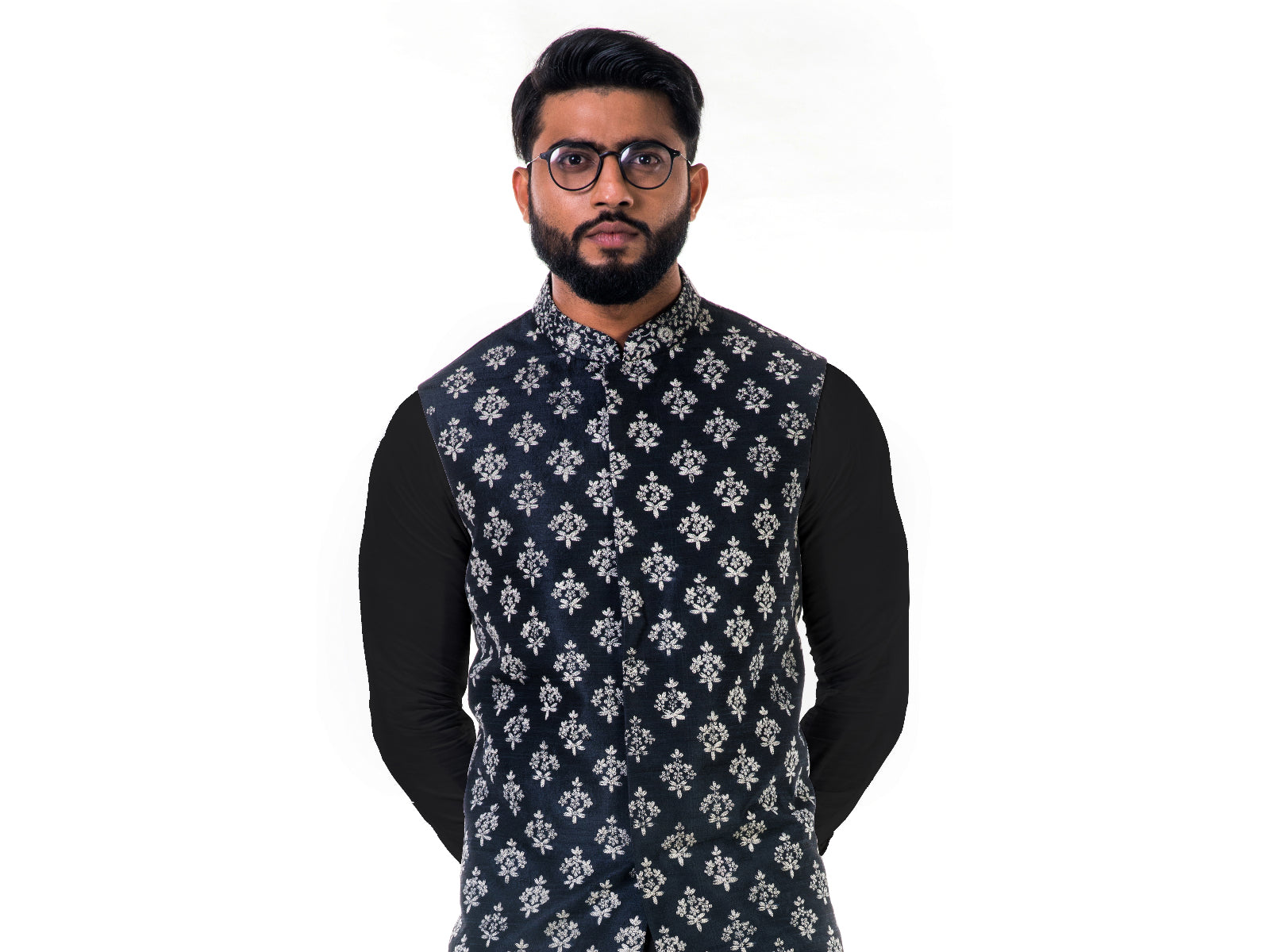 Linen Kurta Set With a Silk Nehru Jacket