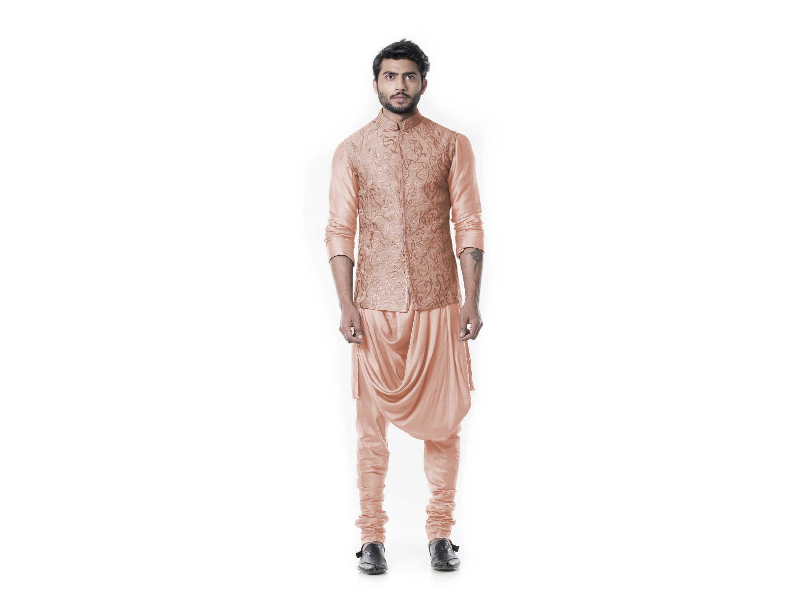 Peach Cowl Kurta Set