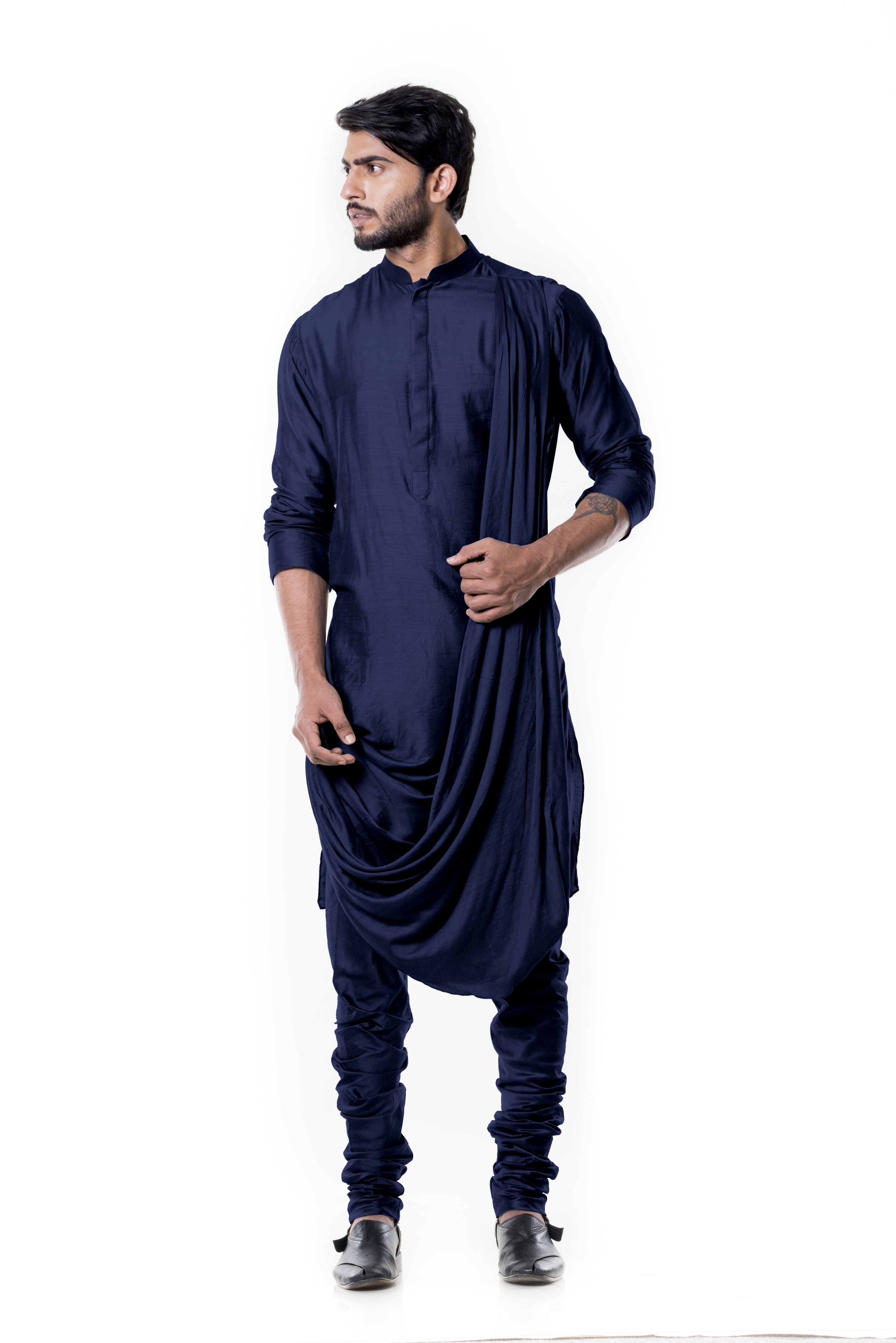 Navy Blue Cowl Kurta Set