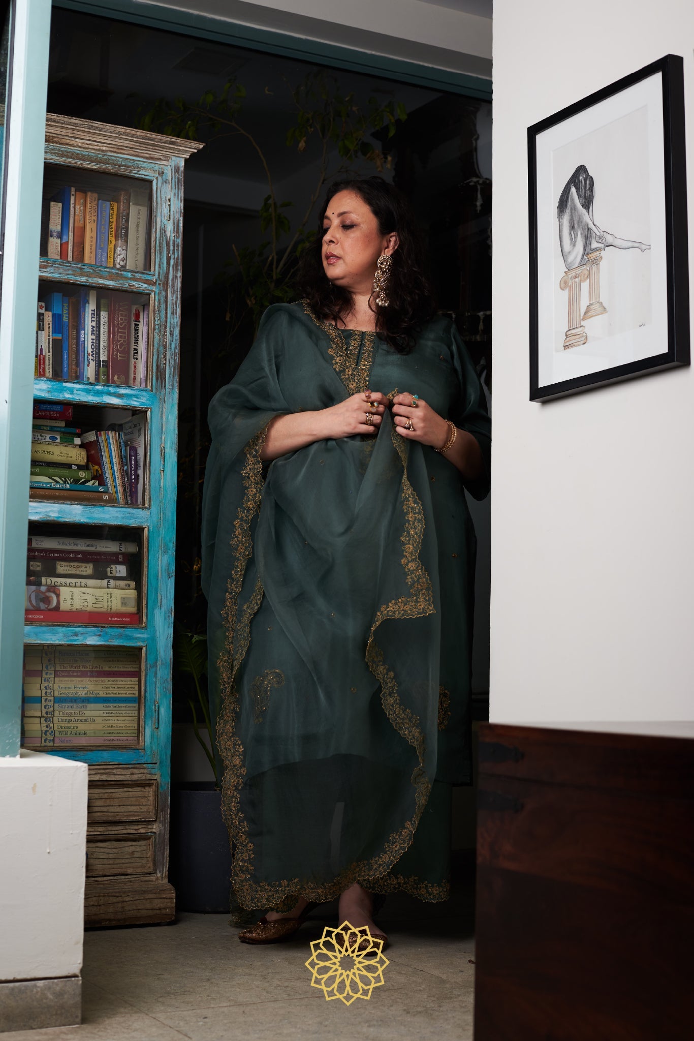 GREEN & GOLD SILK KURTA SET