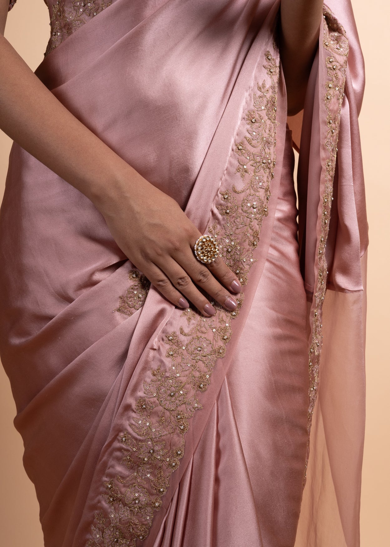 Saachi | Pure Satin Saree with Organza Detailing