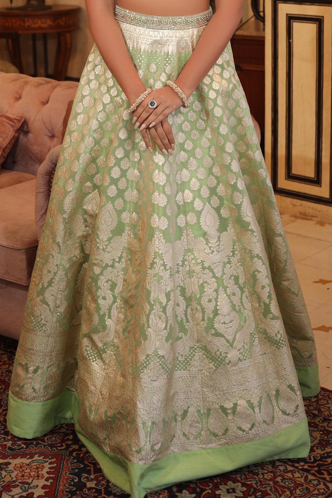 Green Banarasi Lehenga Set