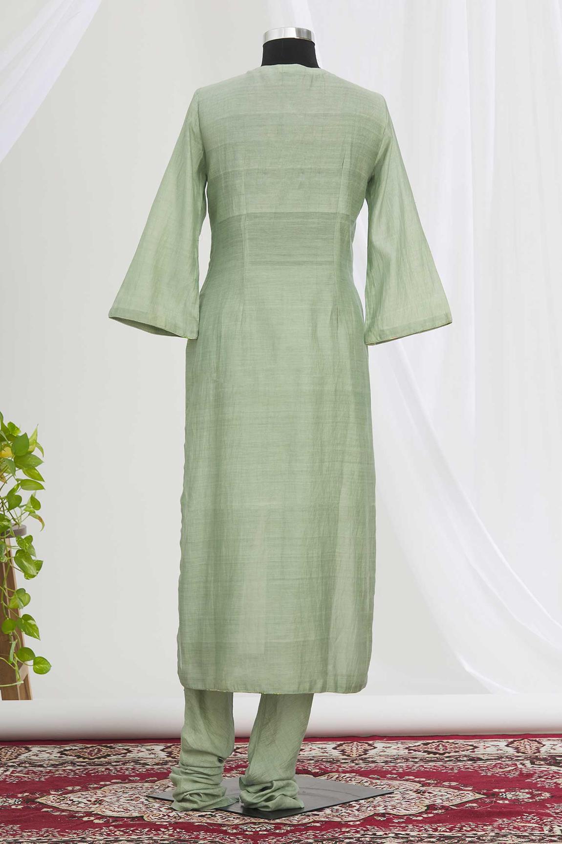 Green Embroidered Kurta Set