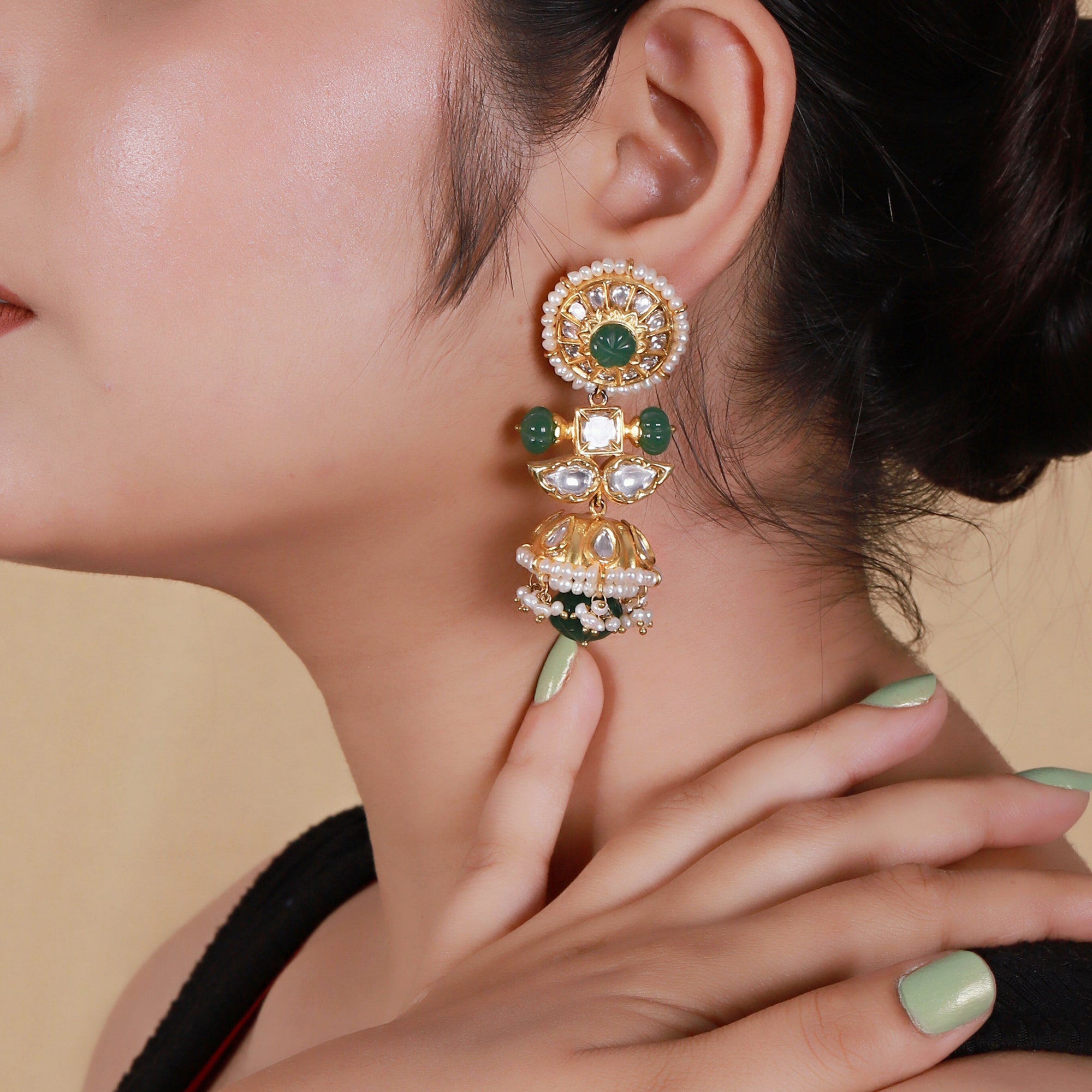 MAJESTIC RADIAL PEARL JHUMKI EARRINGS